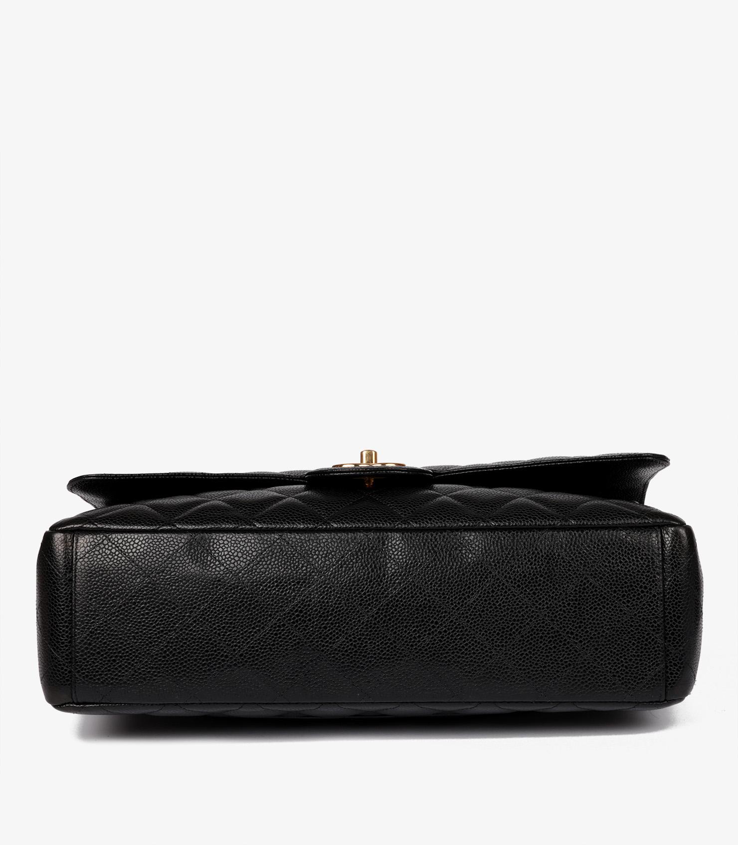 Bolso Chanel Negro Acolchado Caviar Piel Maxi Classic Doble Solapa 2