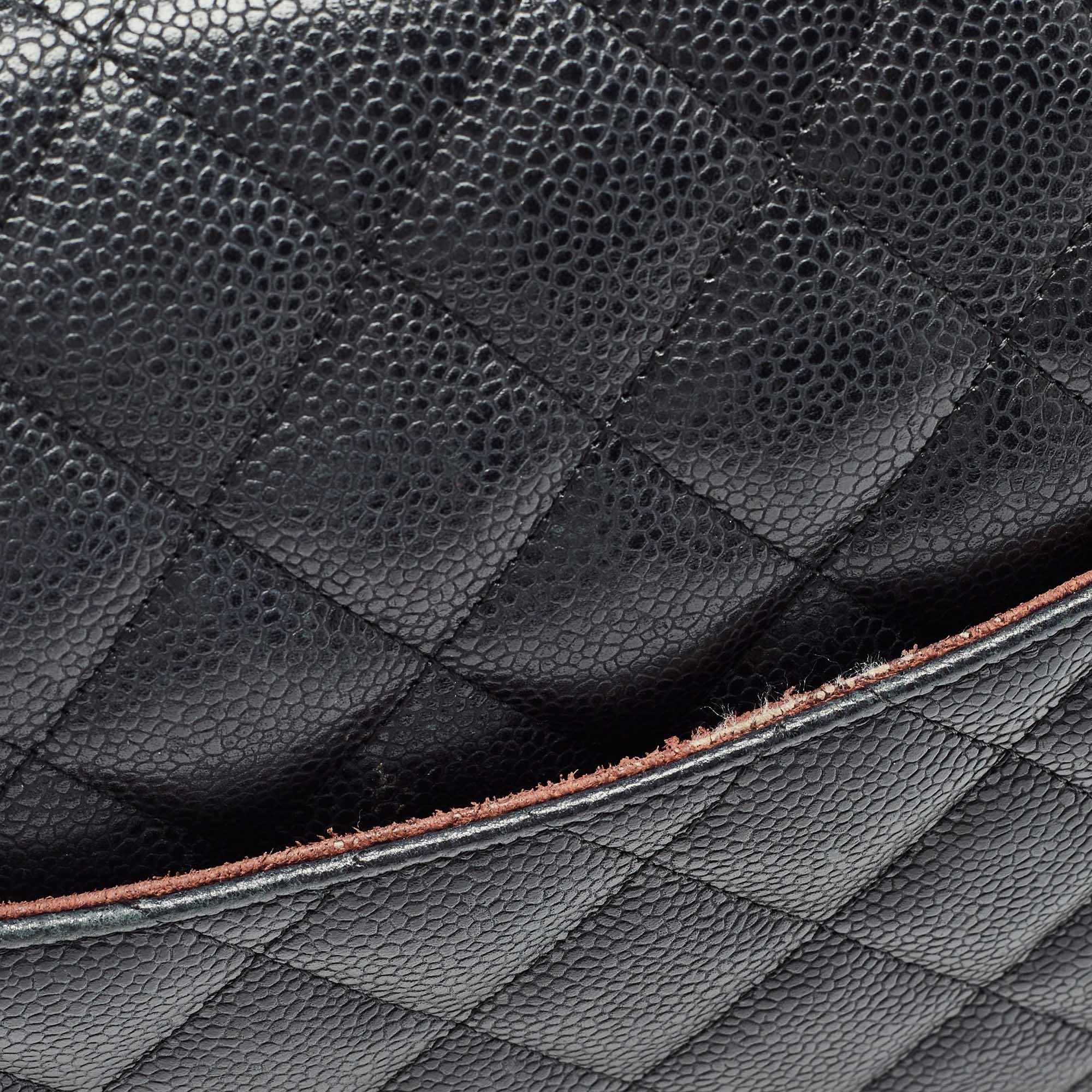Bolso Chanel Negro Acolchado Caviar Piel Maxi Classic Doble Solapa 3