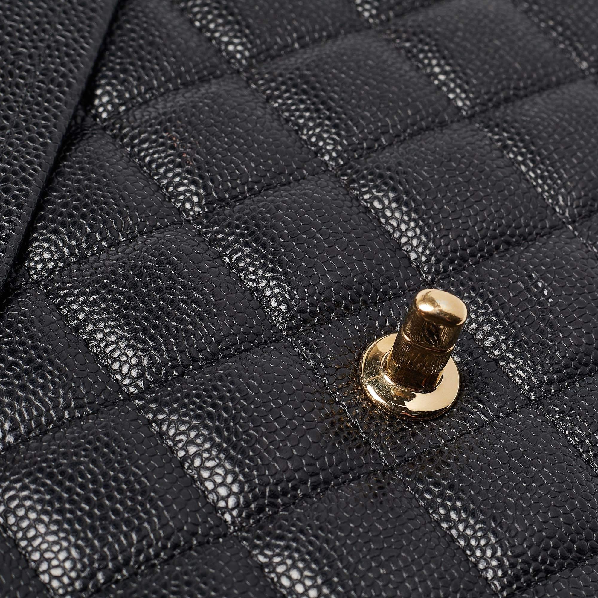Chanel Black Quilted Caviar Leather Maxi Classic Double Flap Bag 3