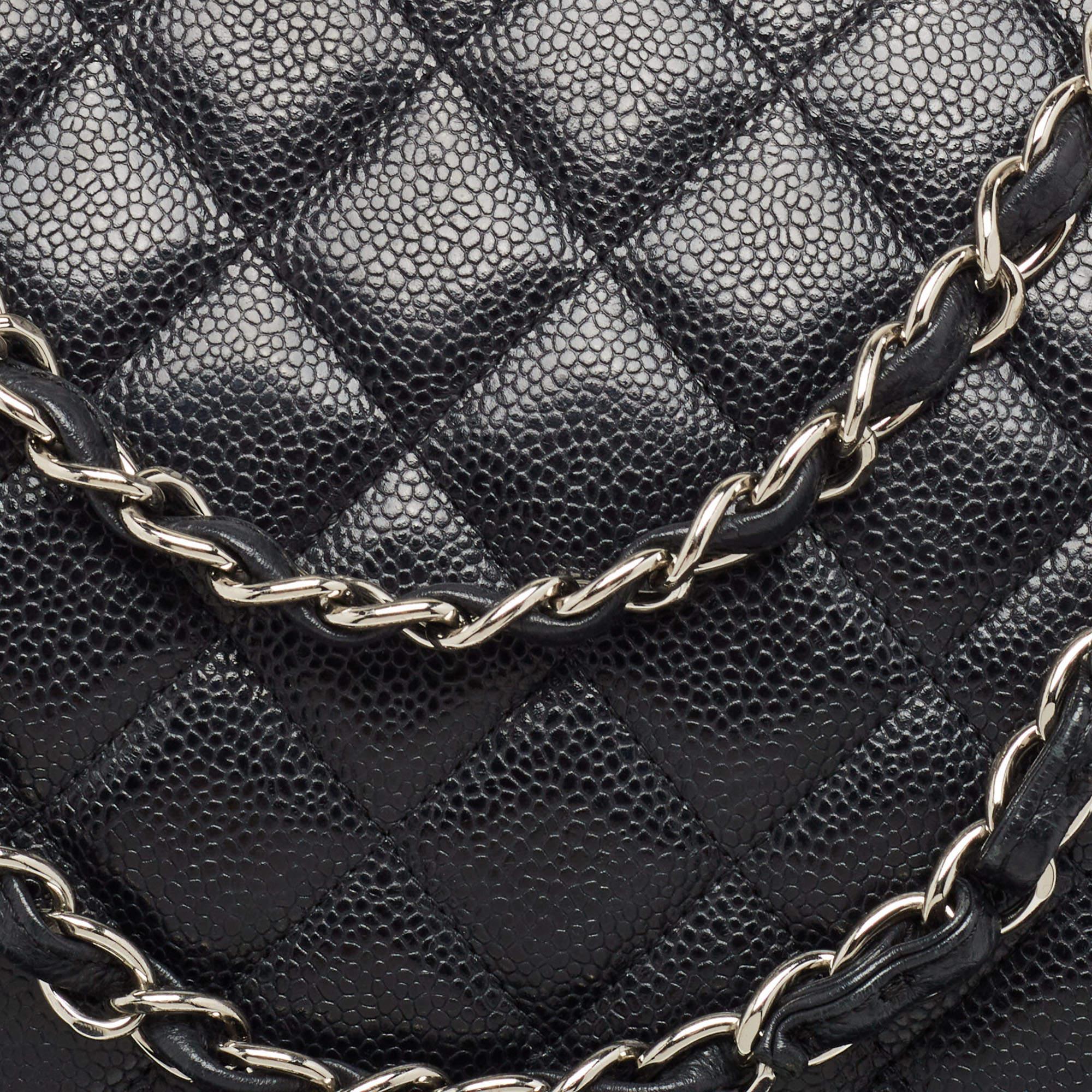 Chanel Black Quilted Caviar Leather Maxi Classic Double Flap Bag 3