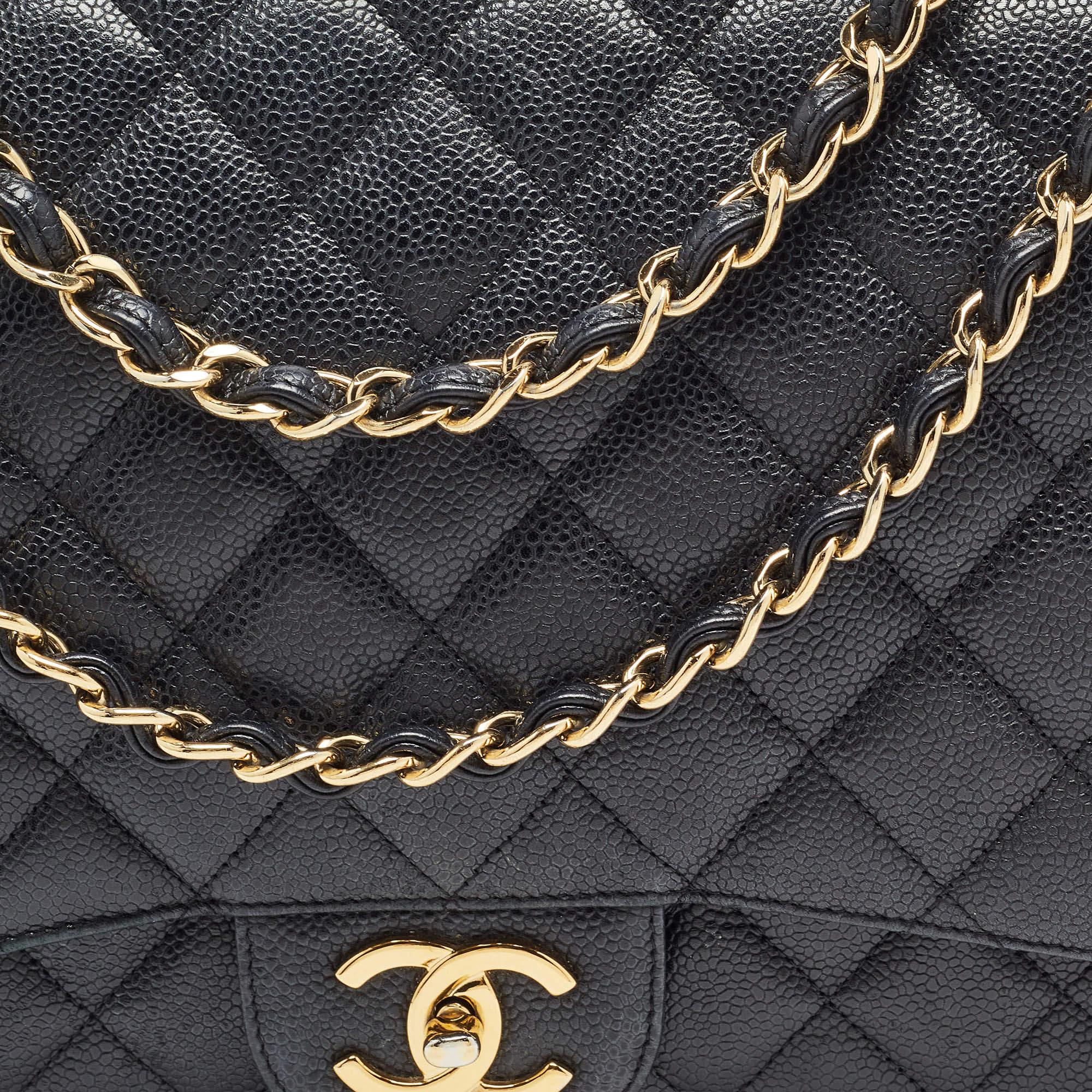 Bolso Chanel Negro Acolchado Caviar Piel Maxi Classic Doble Solapa 4