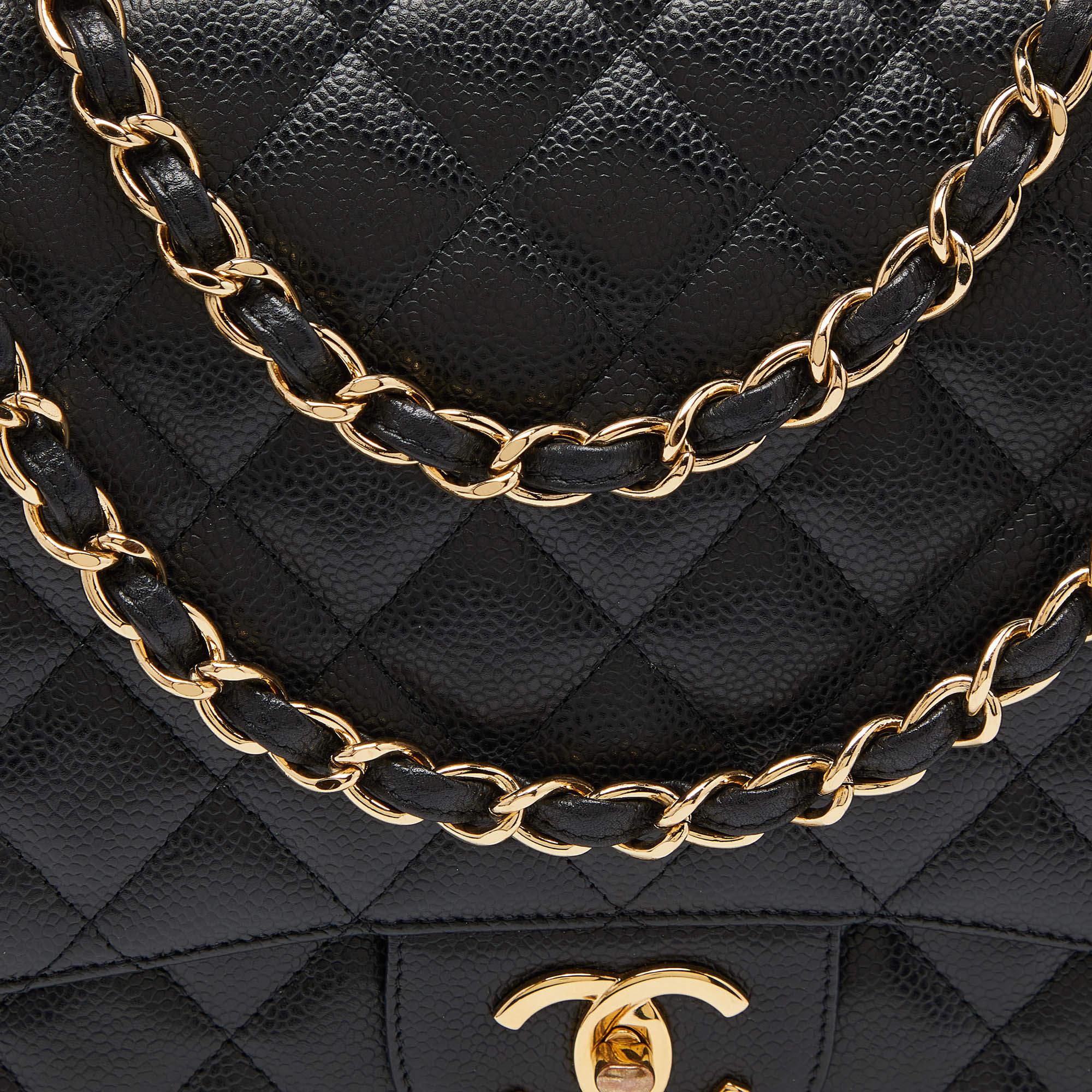 Chanel Black Quilted Caviar Leather Maxi Classic Double Flap Bag 4