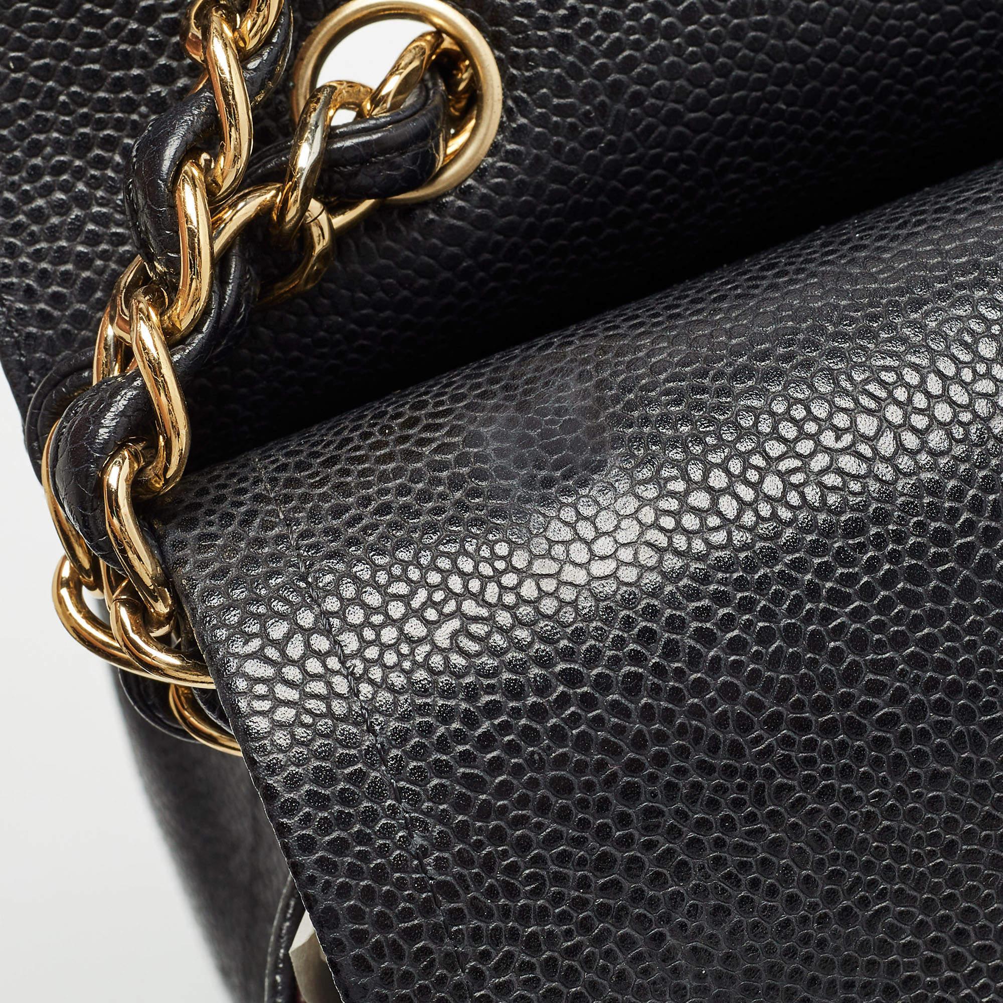 Bolso Chanel Negro Acolchado Caviar Piel Maxi Classic Doble Solapa 5