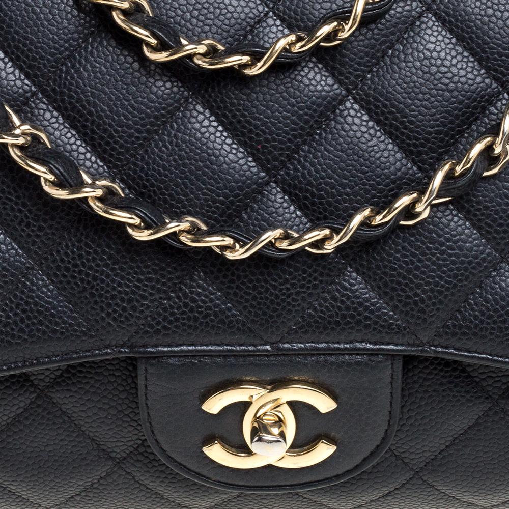 Chanel Black Quilted Caviar Leather Maxi Classic Double Flap Bag 5
