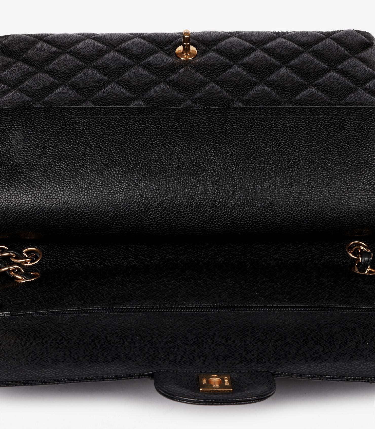 Bolso Chanel Negro Acolchado Caviar Piel Maxi Classic Doble Solapa 5