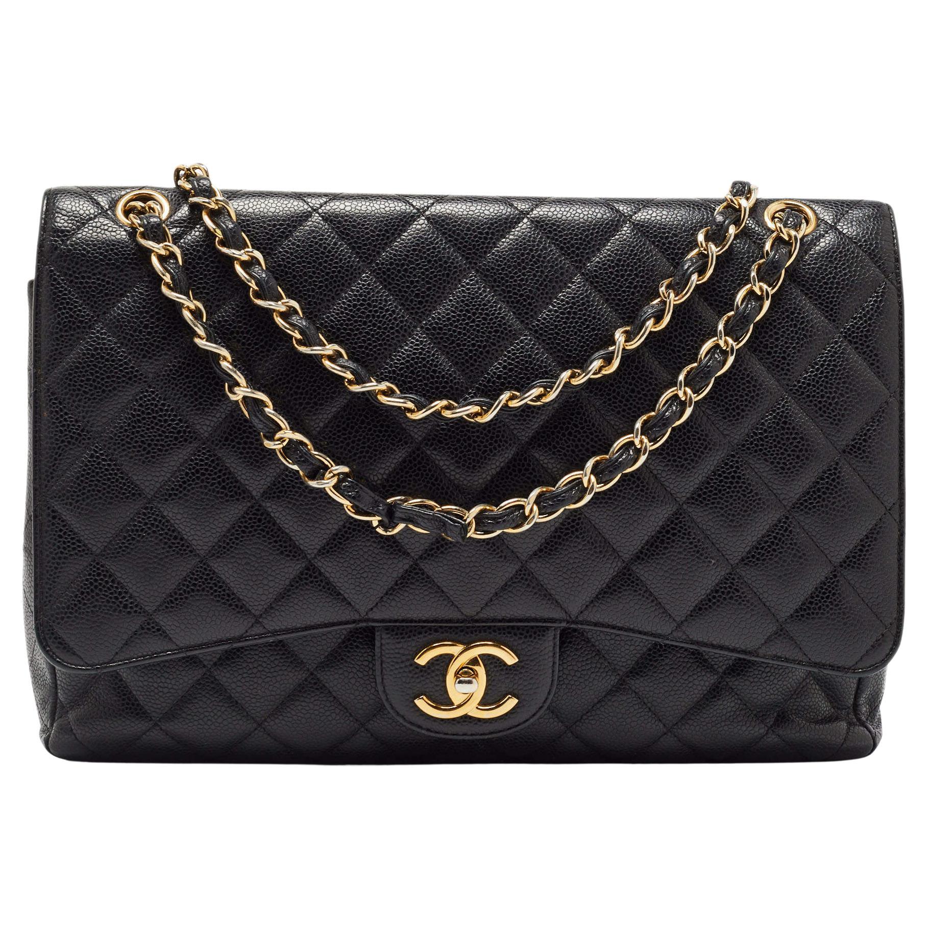 Chanel Beige Quilted Patent Leather Maxi Classic Double Flap Bag