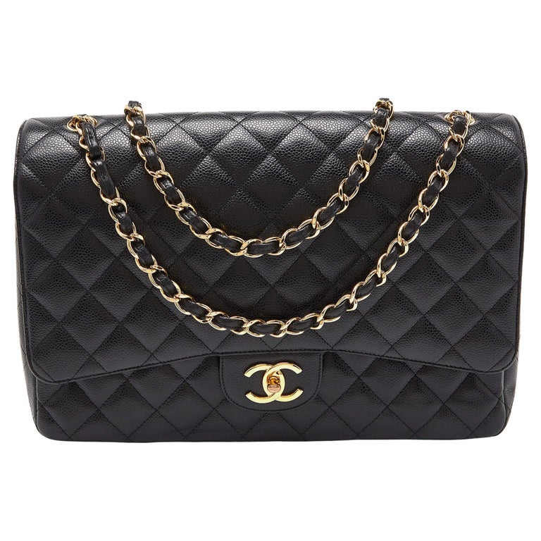 Chanel Gold Quilted Striated Patent Leather Classic Medium Double Flap Bag  - Yoogi's Closet