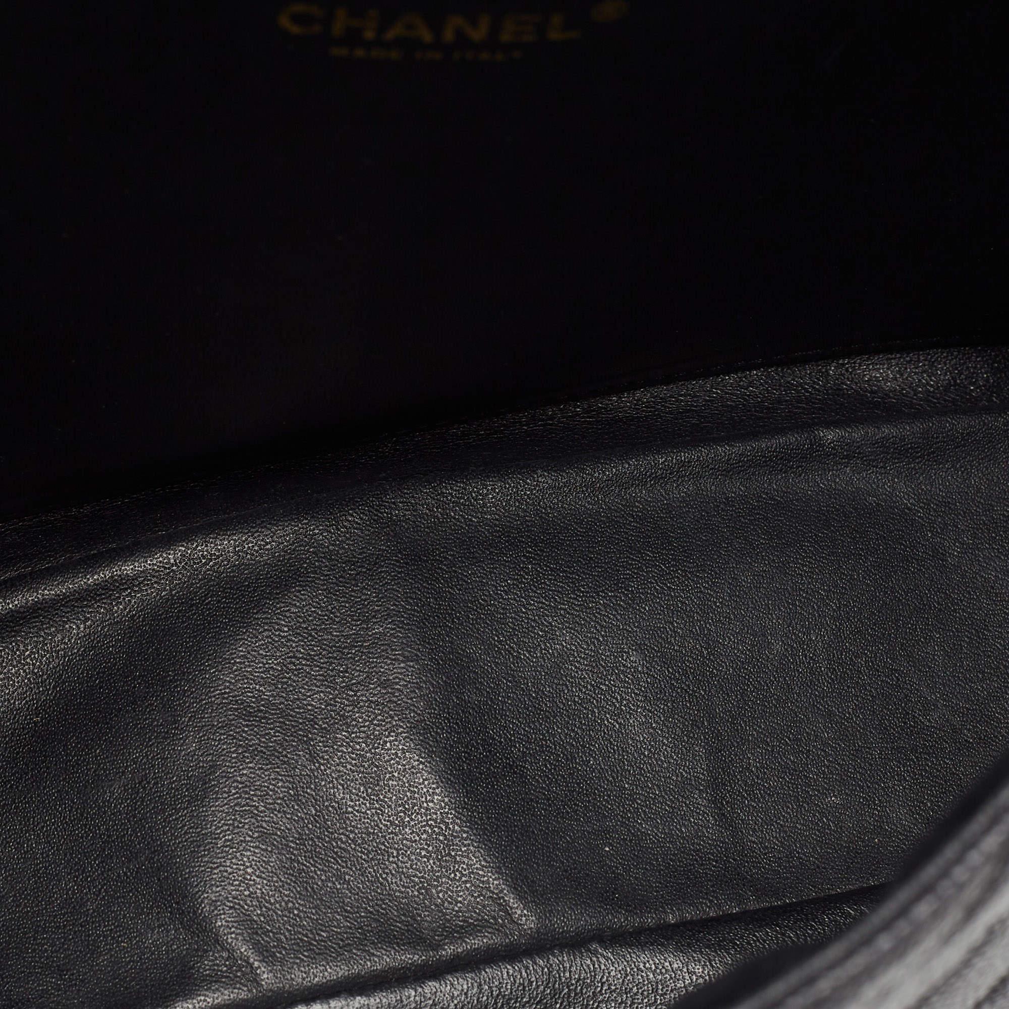 Chanel Black Quilted Caviar Leather Maxi Classic Single Flap Bag 3