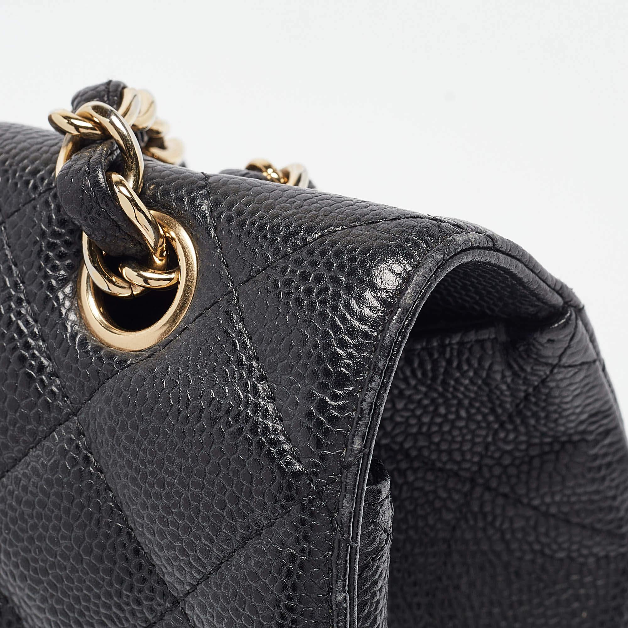 Chanel Black Quilted Caviar Leather Maxi Classic Single Flap Bag 4