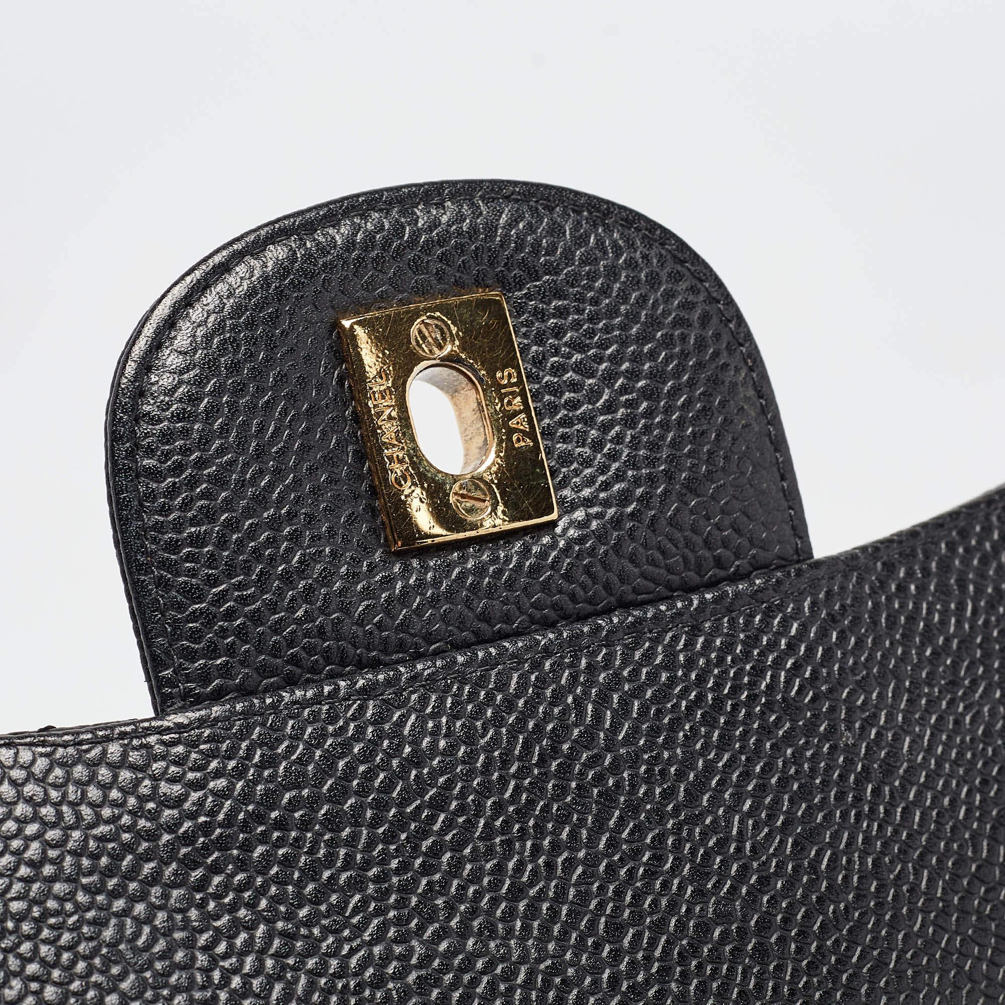 Chanel Black Quilted Caviar Leather Maxi Classic Single Flap Bag 5