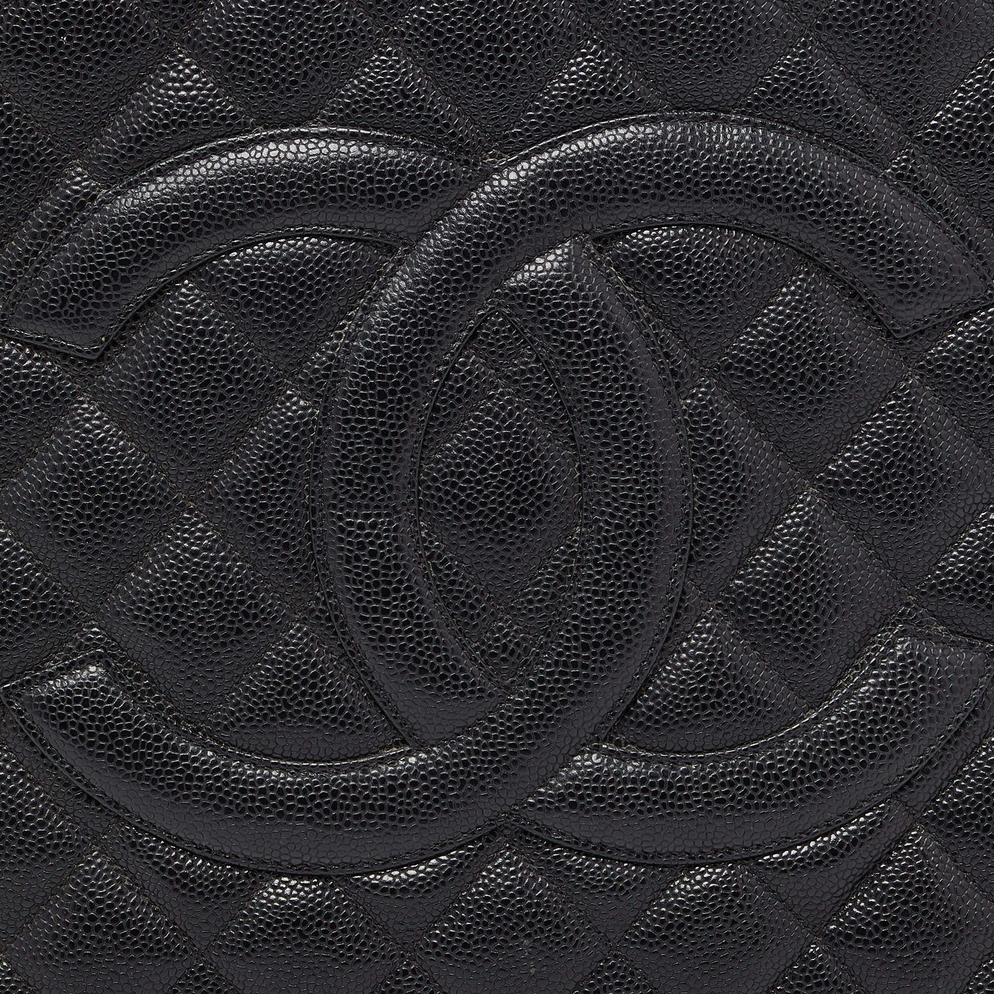 Chanel Black Quilted Caviar Leather Medallion Bag 5