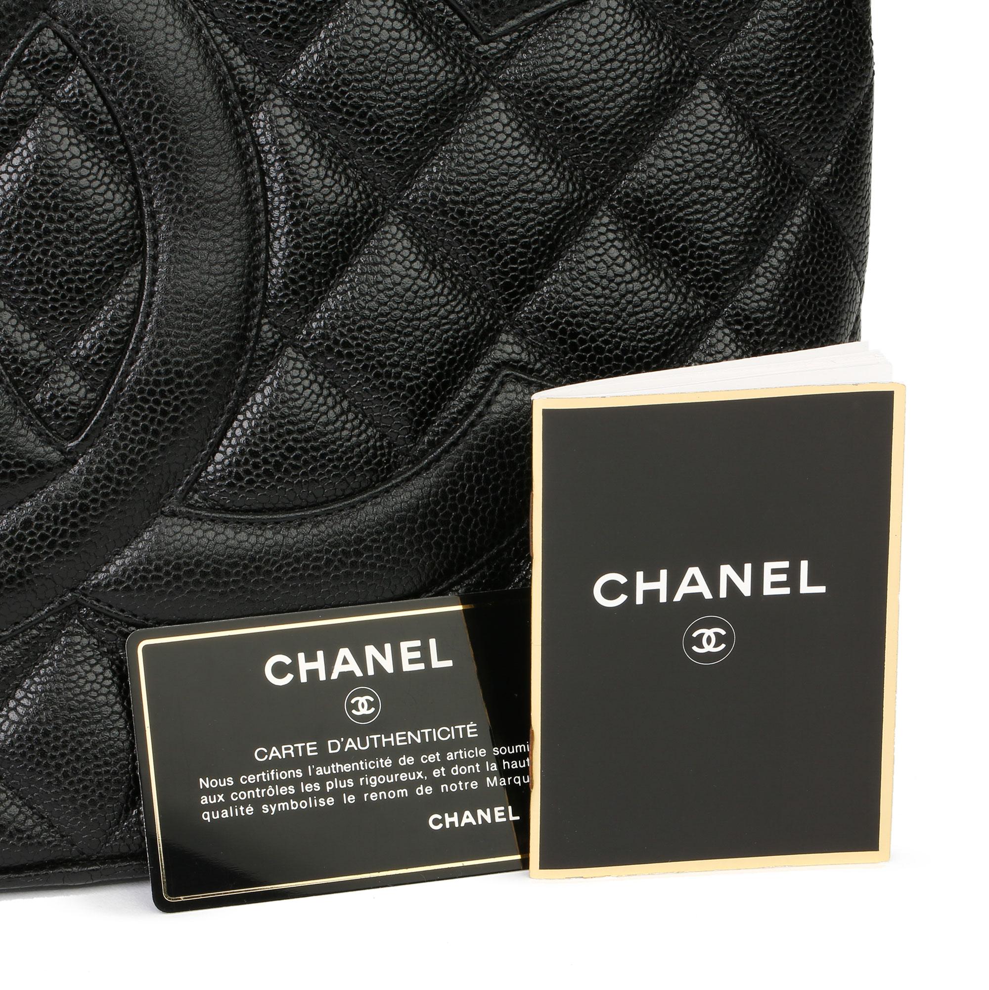 Chanel Black Quilted Caviar Leather Medallion Tote 6