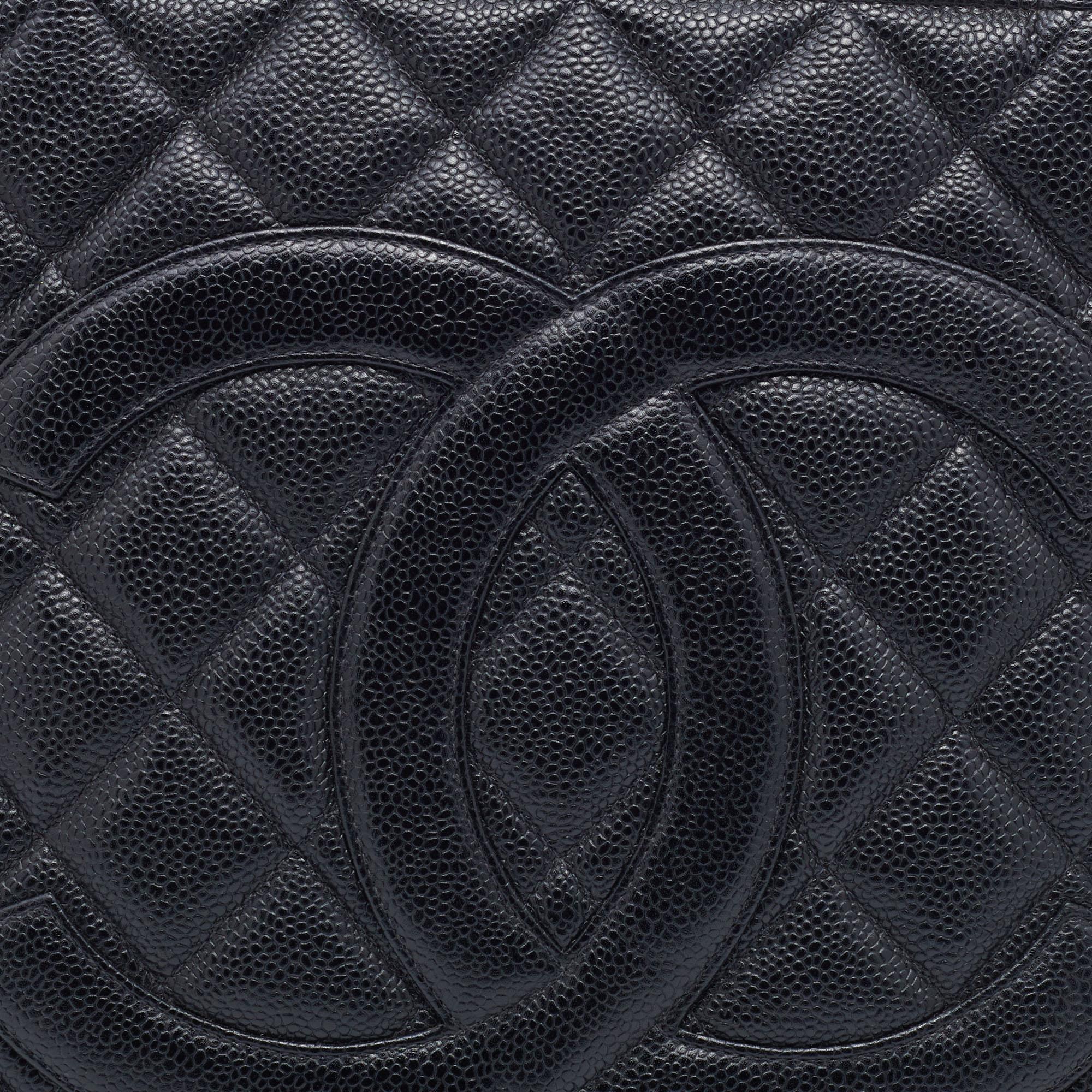 Chanel Black Quilted Caviar Leather Medallion Tote 5