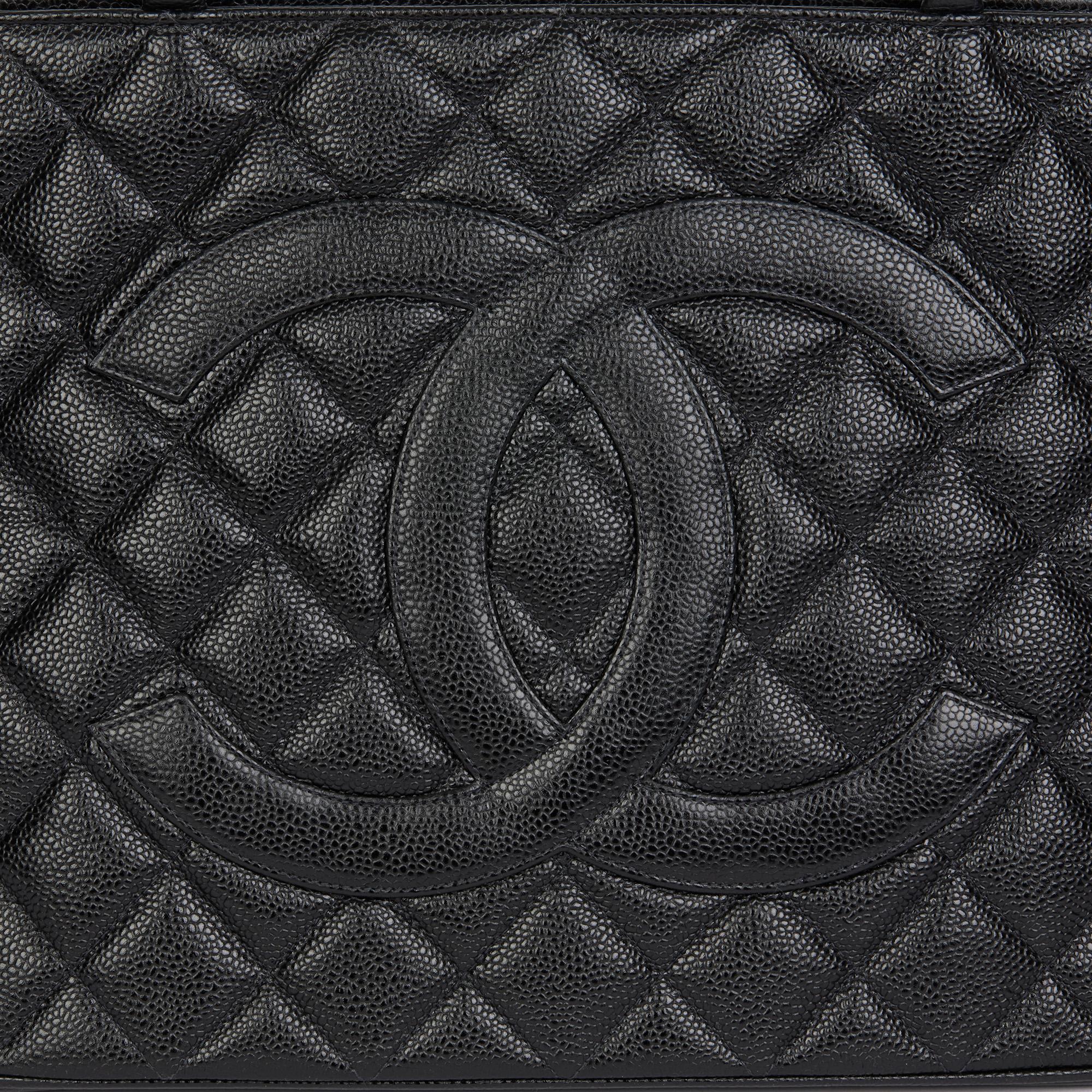 CHANEL Black Quilted Caviar Leather Medallion Tote 1