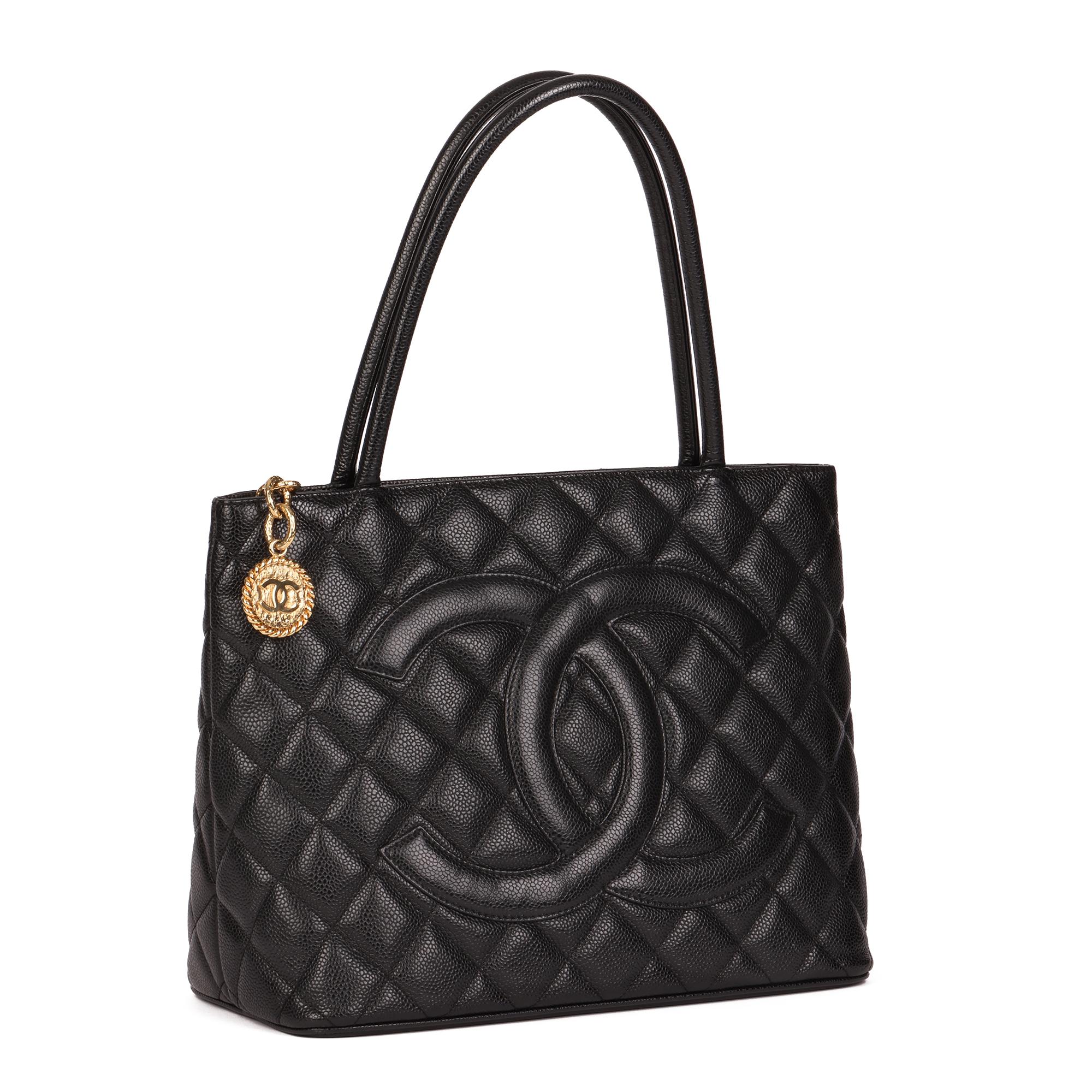 Chanel Black Quilted Caviar Leather Medallion Tote 5