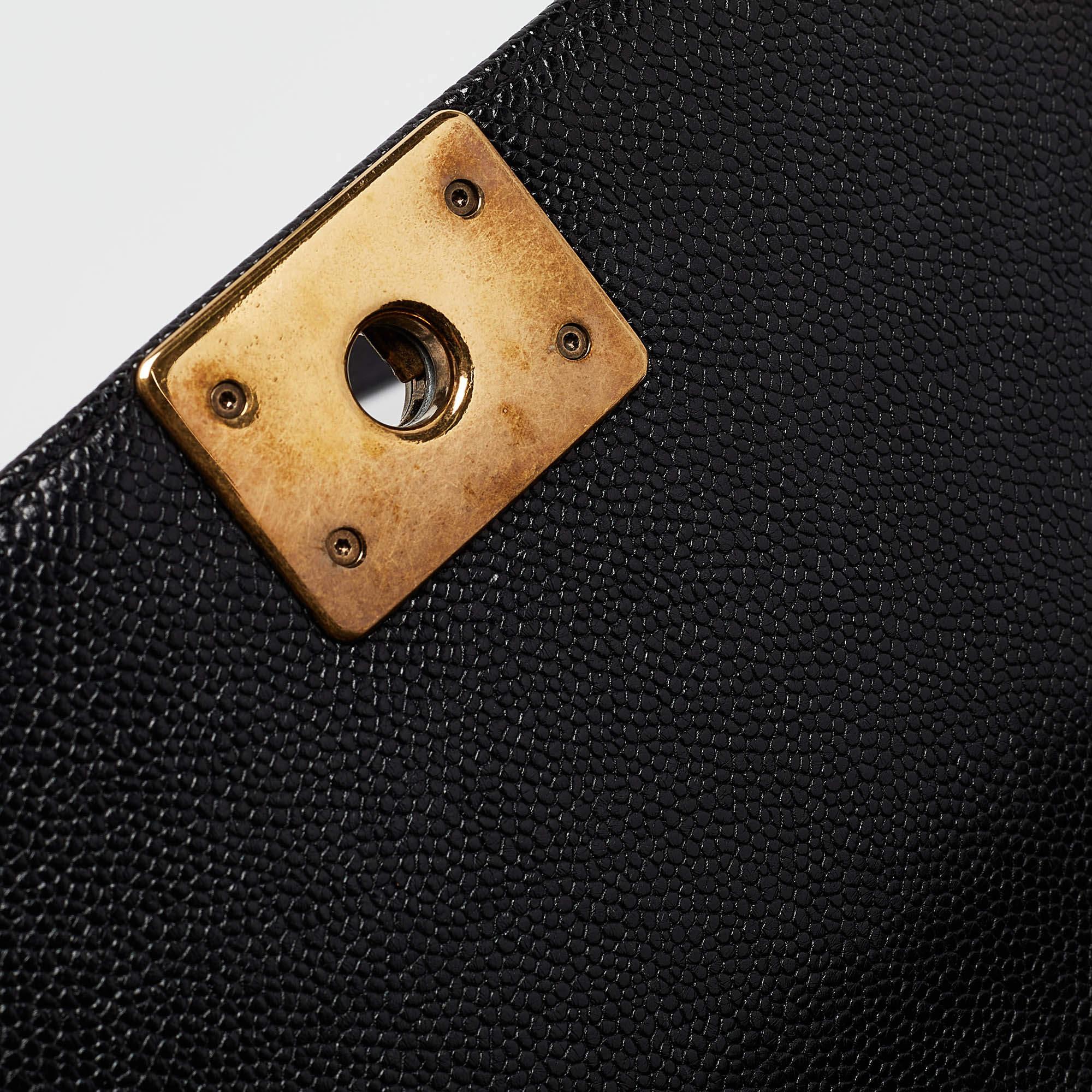 Chanel Black Quilted Caviar Leather Medium Boy Flap Bag 2