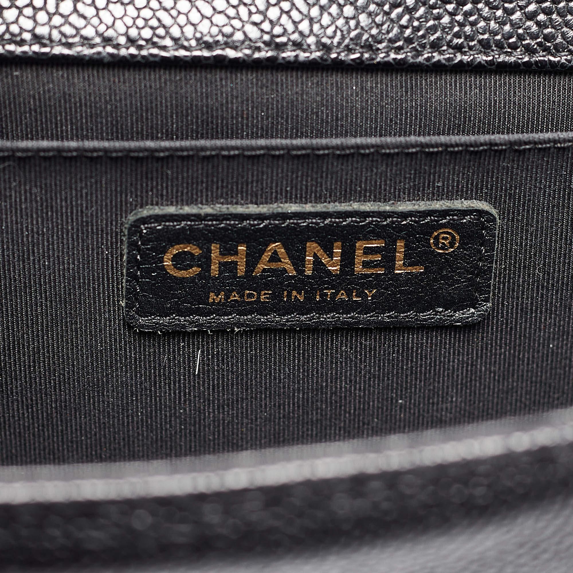Chanel Black Quilted Caviar Leather Medium Boy Flap Bag 5