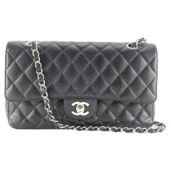 Chanel Black Quilted Caviar Leather Medium Classic Double Flap SHW 2CK0308