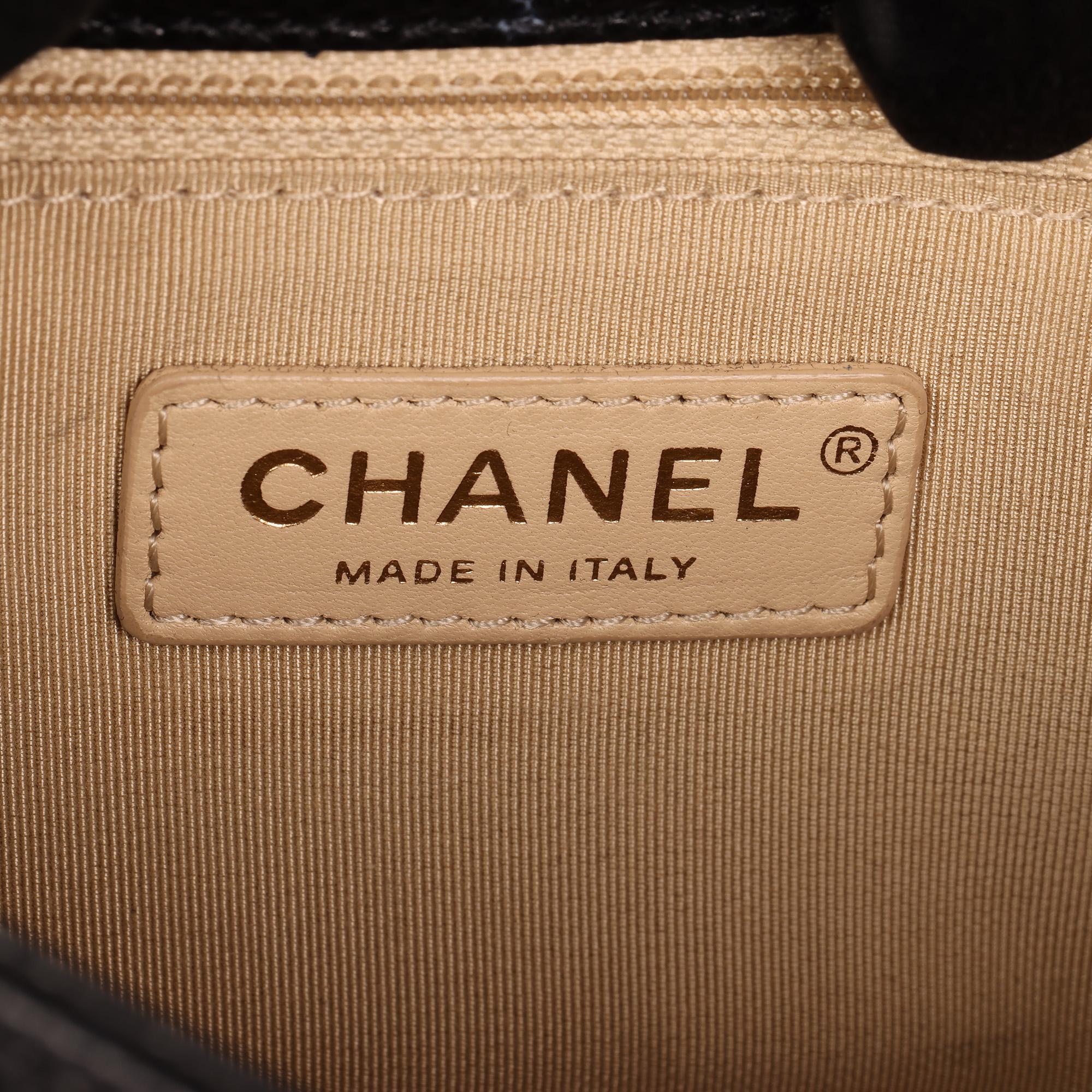 CHANEL Black Quilted Caviar Leather Medium Classic Top Handle Flap Bag For Sale 6