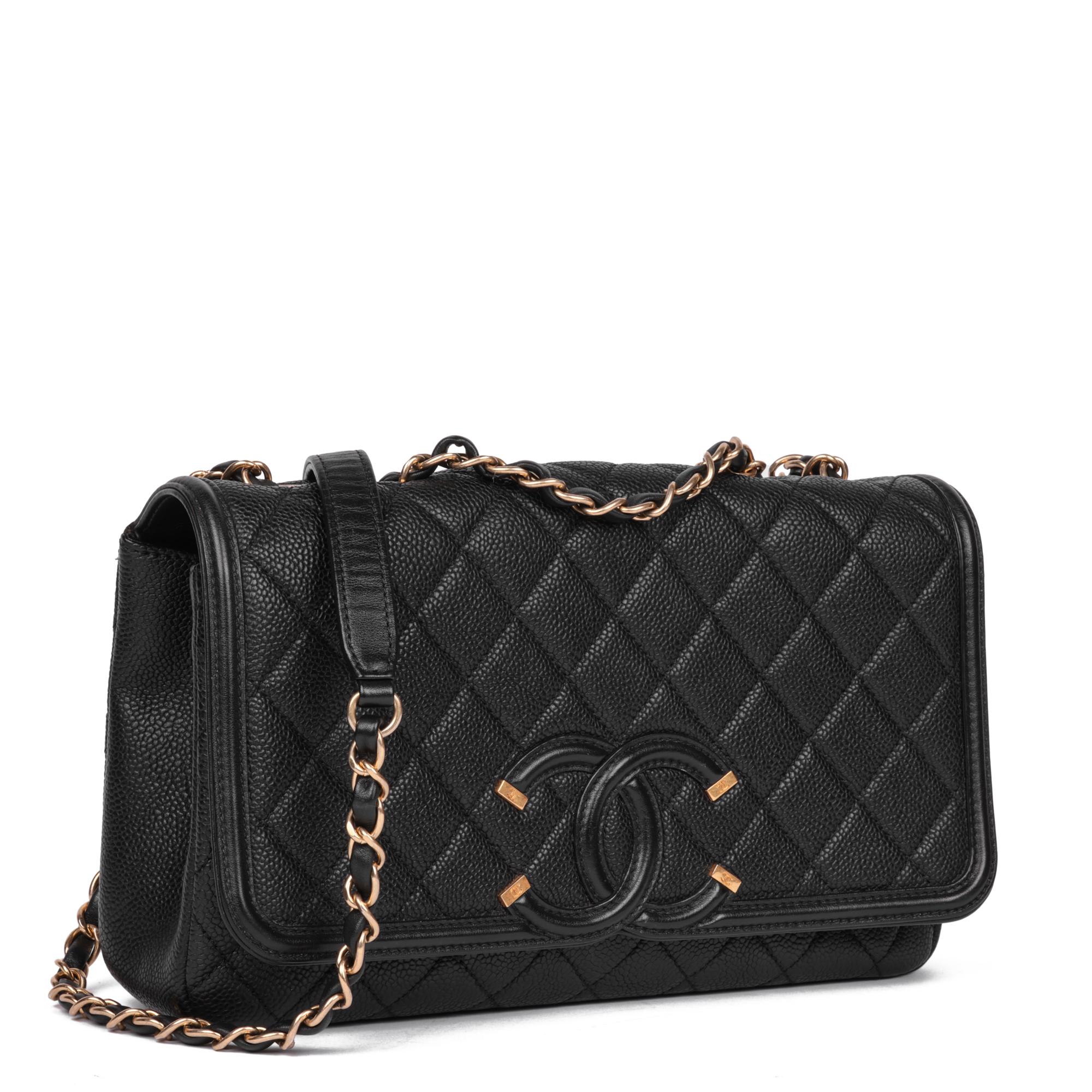 CHANEL
Black Quilted Caviar Leather Medium Filigree Flap Bag

Serial Number: 22644549
Age (Circa): 2017
Accompanied By: Chanel Dust Bag
Authenticity Details: Serial Sticker (Made in Italy)
Gender: Ladies
Type: Shoulder, Crossbody

Colour: