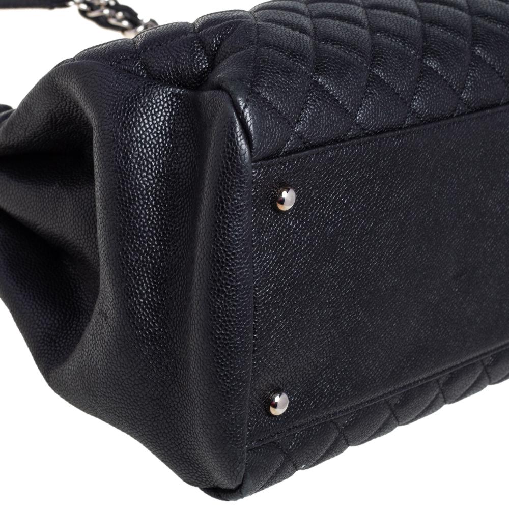 Chanel Black Quilted Caviar Leather Medium Just Mademoiselle Bowler Bag 8