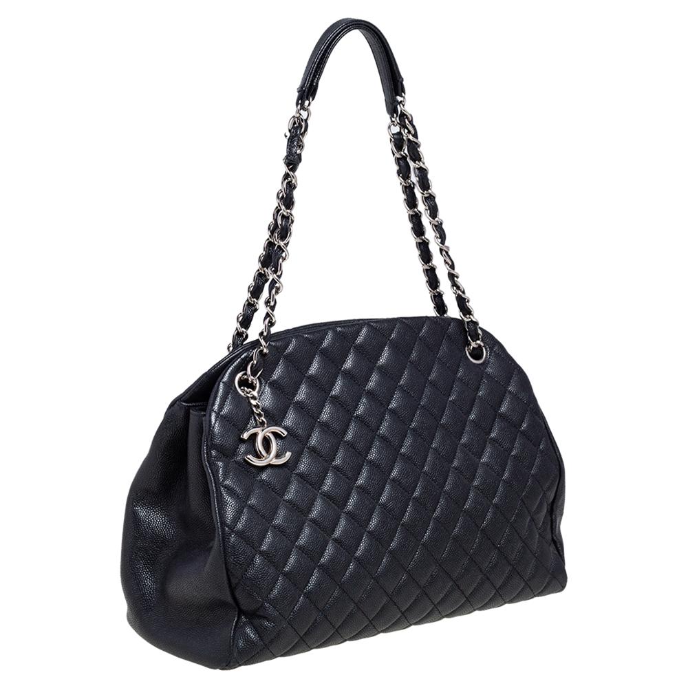 Women's Chanel Black Quilted Caviar Leather Medium Just Mademoiselle Bowler Bag