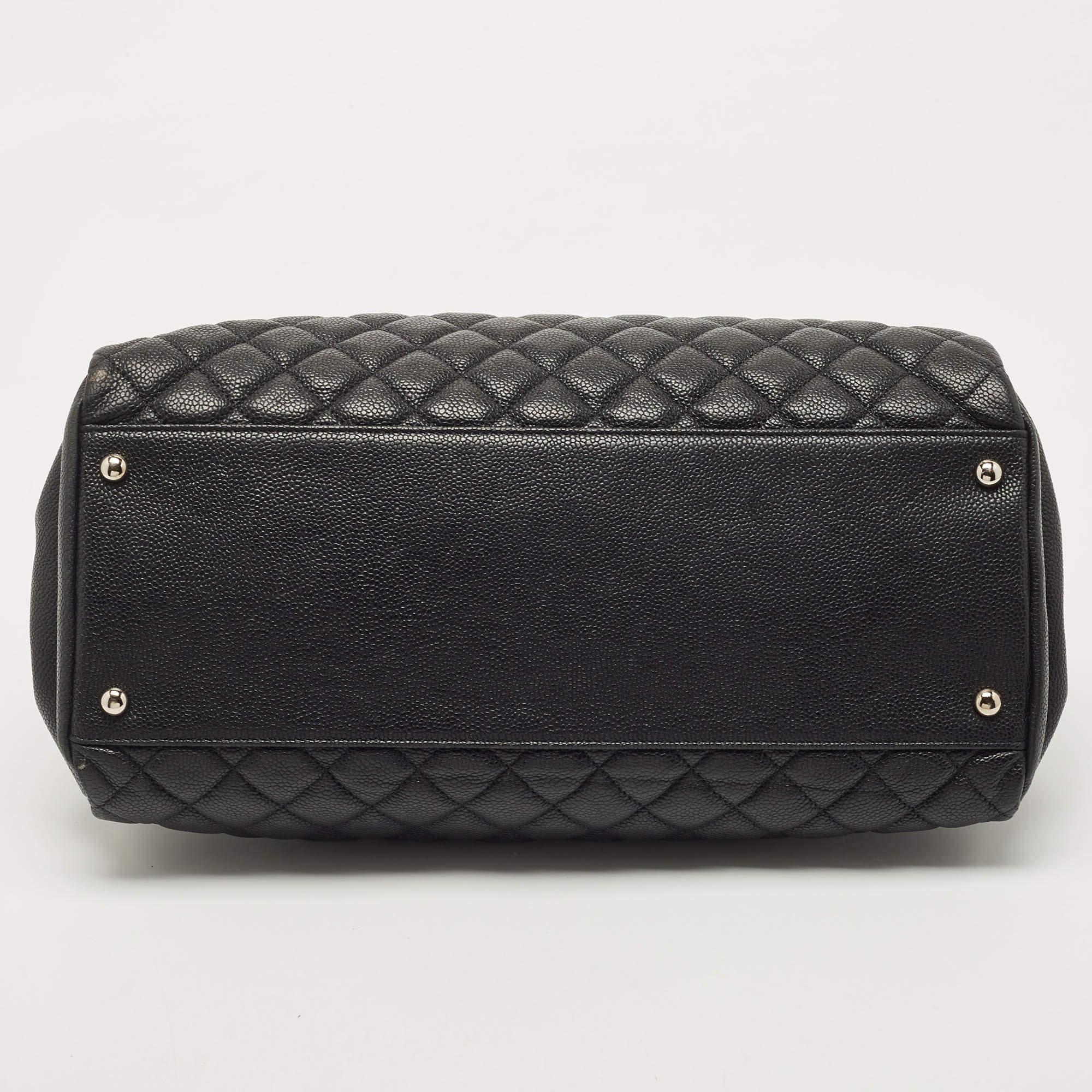 Chanel Black Quilted Caviar Leather Medium Just Mademoiselle Bowler Bag 1