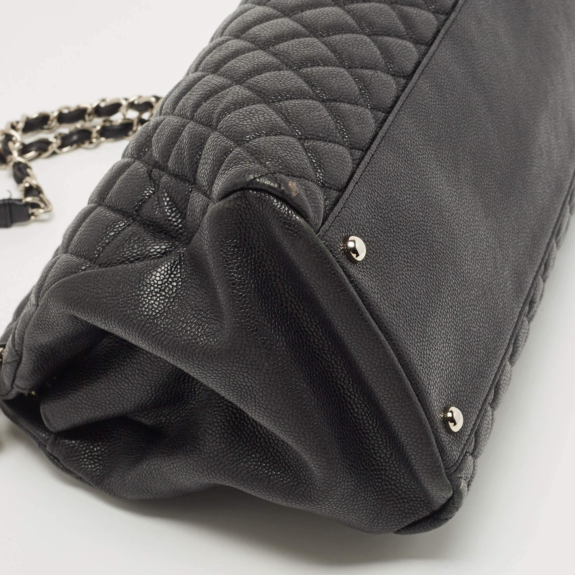 Chanel Black Quilted Caviar Leather Medium Just Mademoiselle Bowler Bag 2