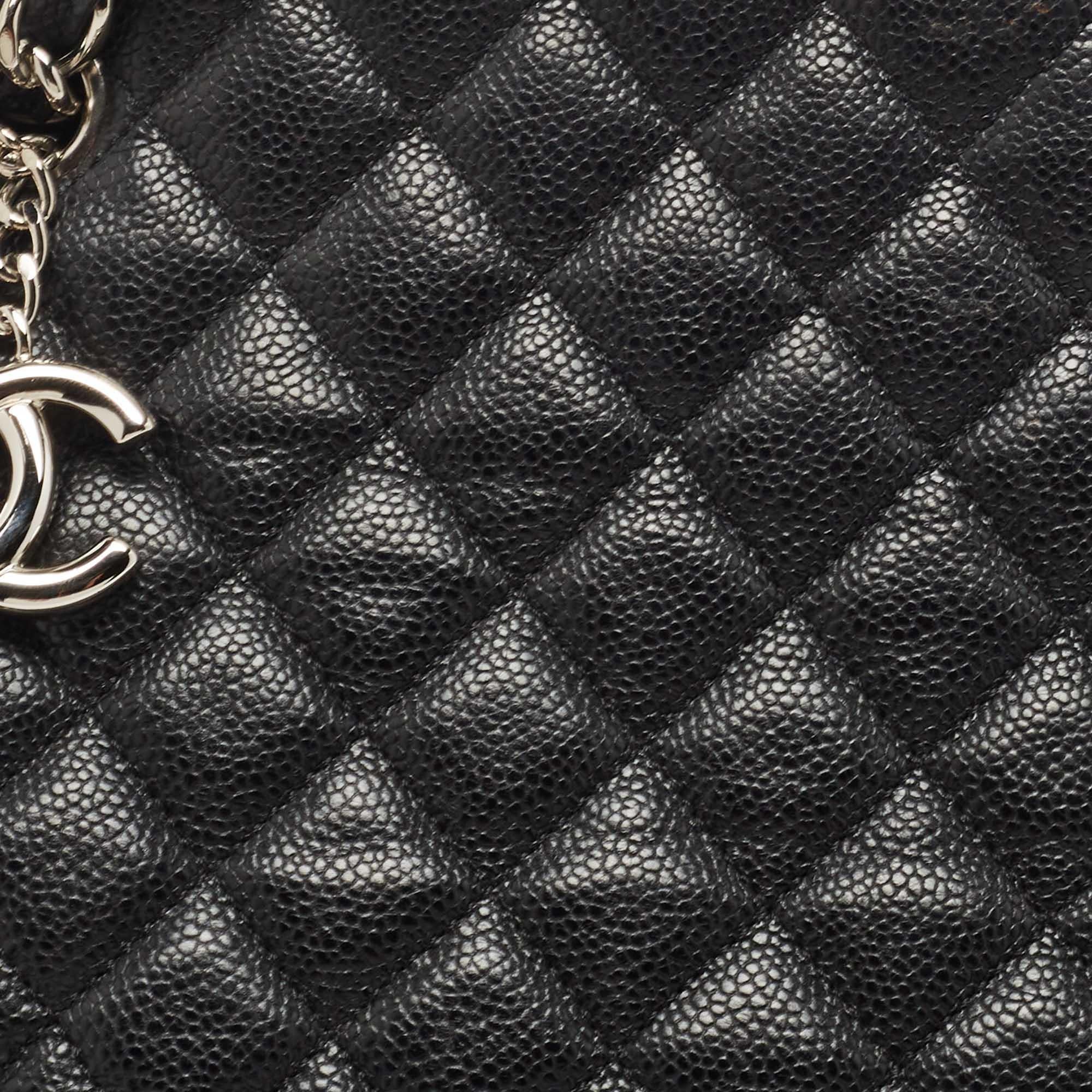 Chanel Black Quilted Caviar Leather Medium Just Mademoiselle Bowler Bag 3