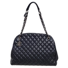Chanel Schwarz Gestepptes Kaviar Leder Medium Just Mademoiselle Bowler Bag