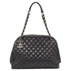 Chanel Black Quilted Caviar Leather Medium Just Mademoiselle Bowler Bag