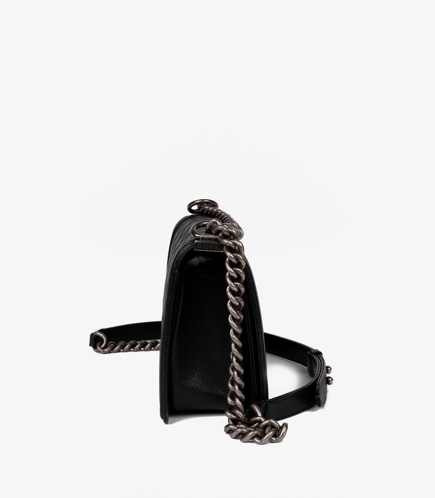 Chanel Black Quilted Caviar Leather Medium Le Boy In Excellent Condition In Bishop's Stortford, Hertfordshire