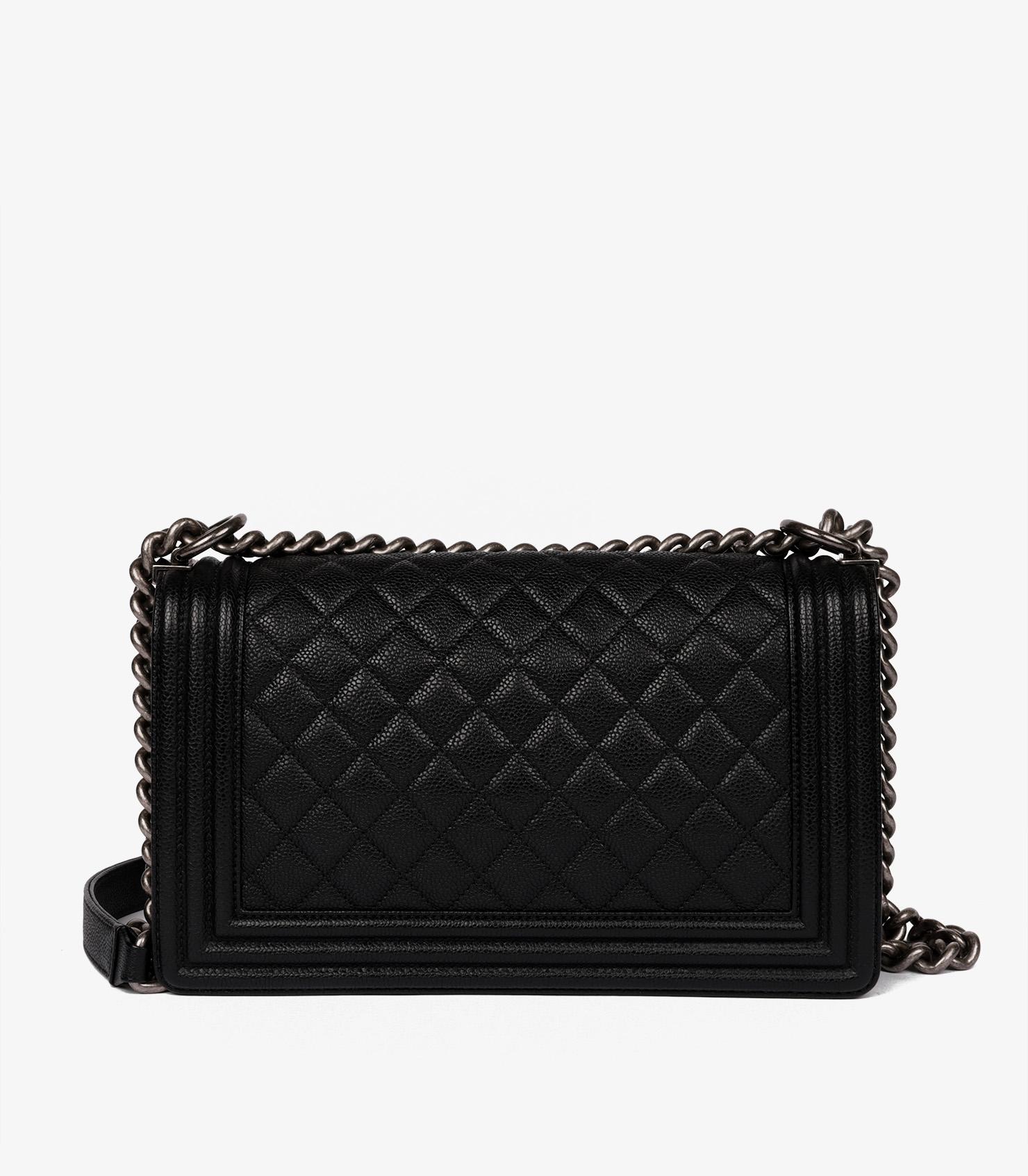 Chanel Black Quilted Caviar Leather Medium Le Boy 1