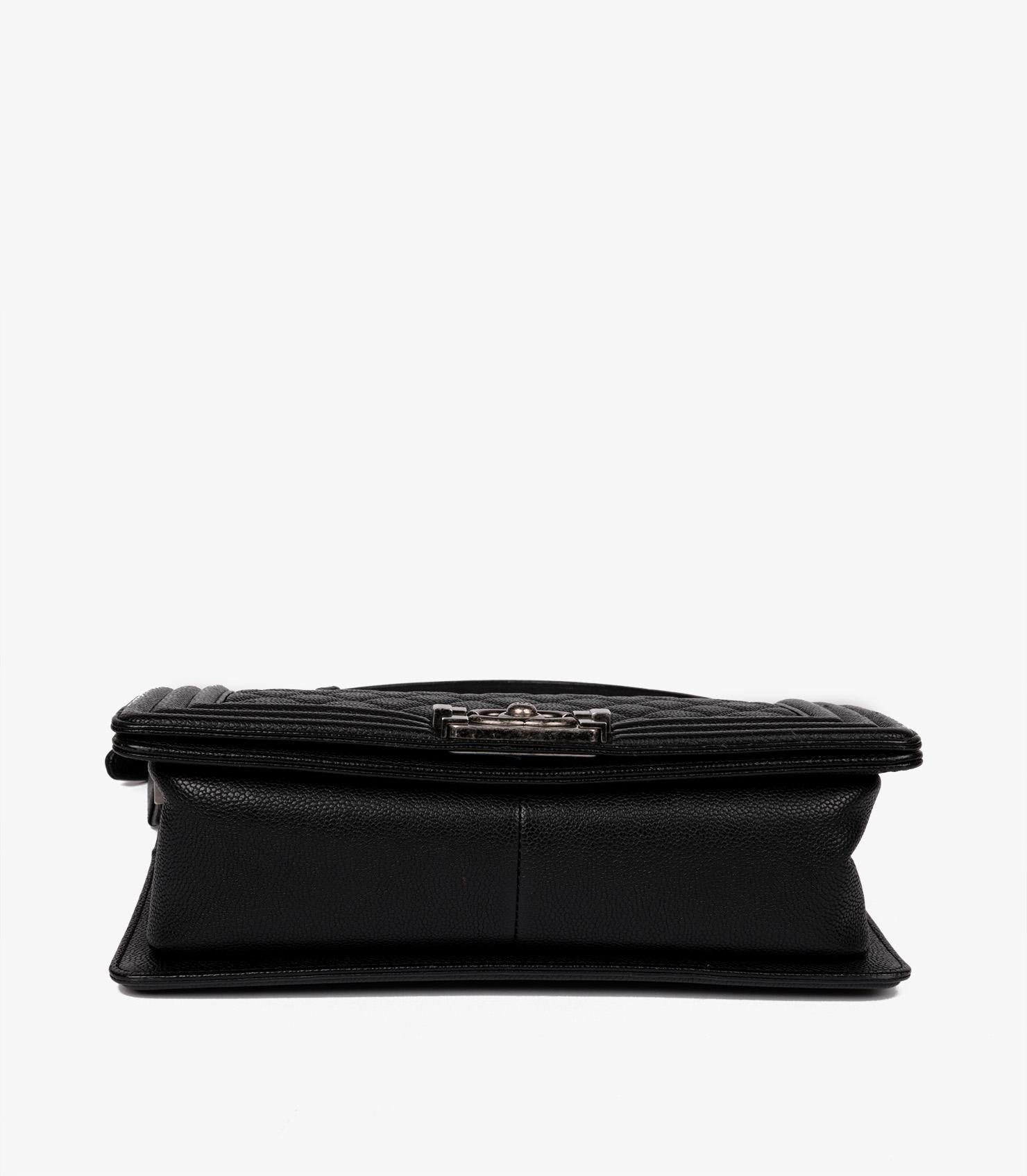 Chanel Black Quilted Caviar Leather Medium Le Boy 2