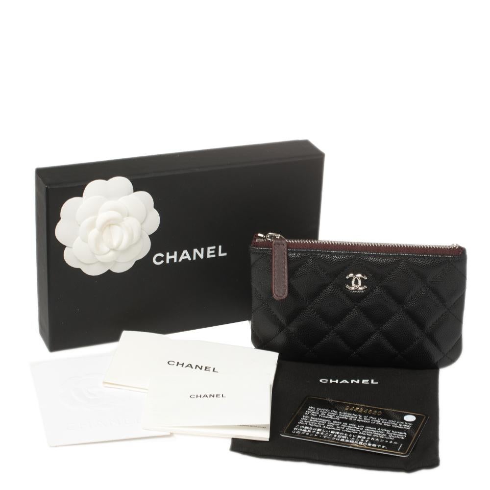Chanel Black Quilted Caviar Leather Mini O-Case Zip Pouch 4