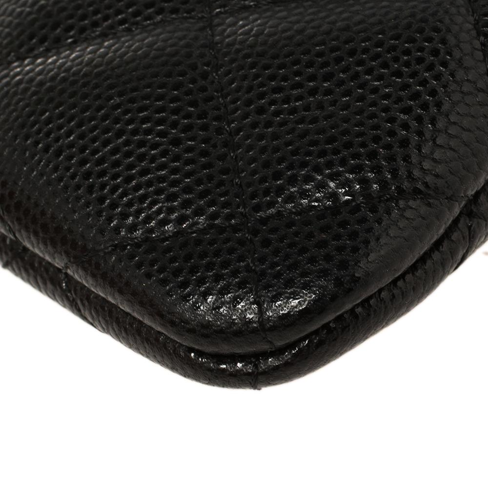 Chanel Black Quilted Caviar Leather Mini O-Case Zip Pouch 1