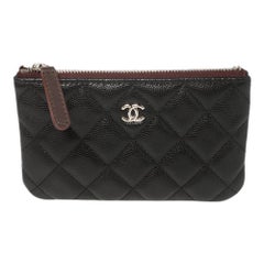 Chanel Black Quilted Caviar Leather Mini O-Case Zip Pouch