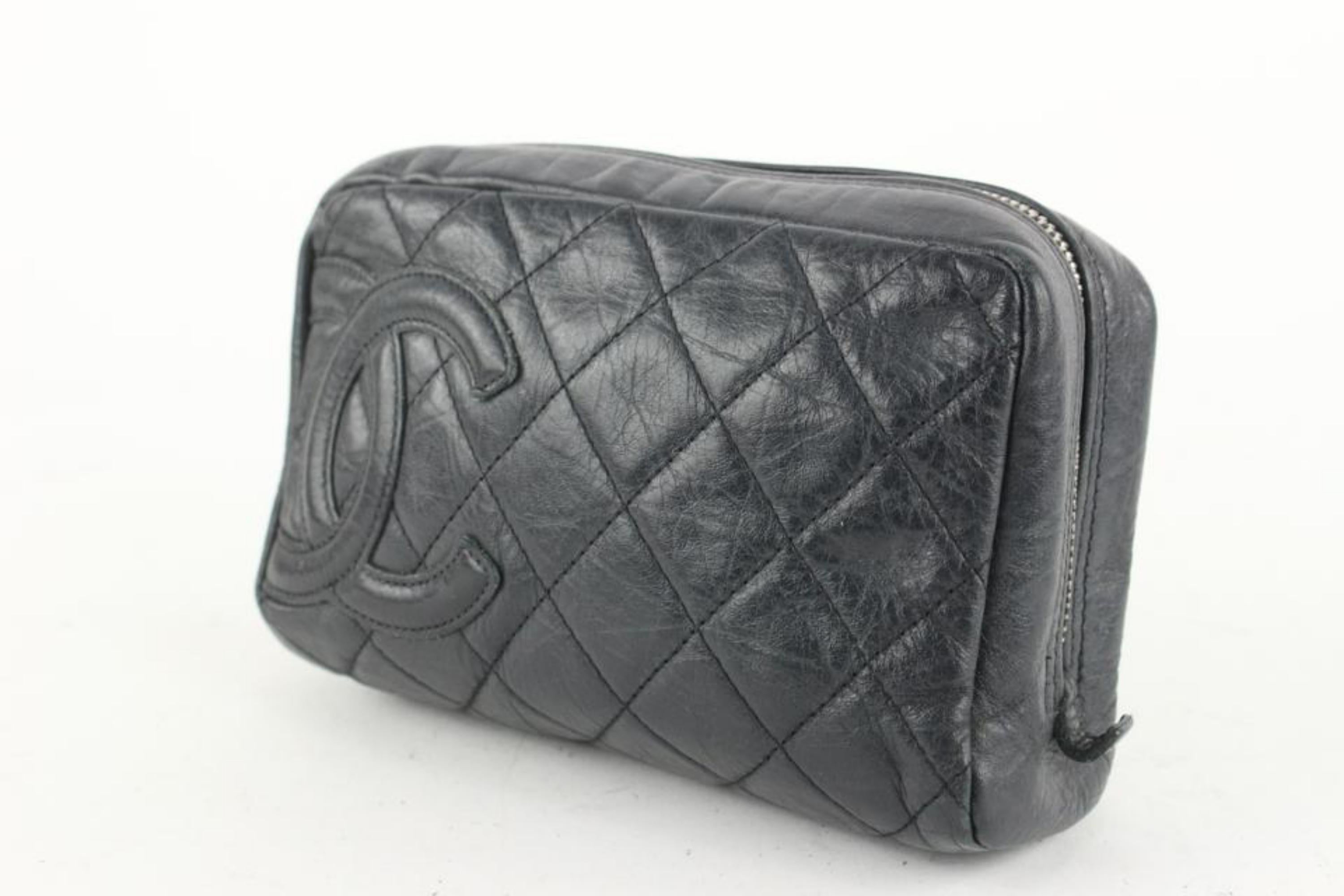 Chanel Black Quilted Caviar Leather Mini Rectangular Sunglass Flap Bag 1CC111 For Sale 6