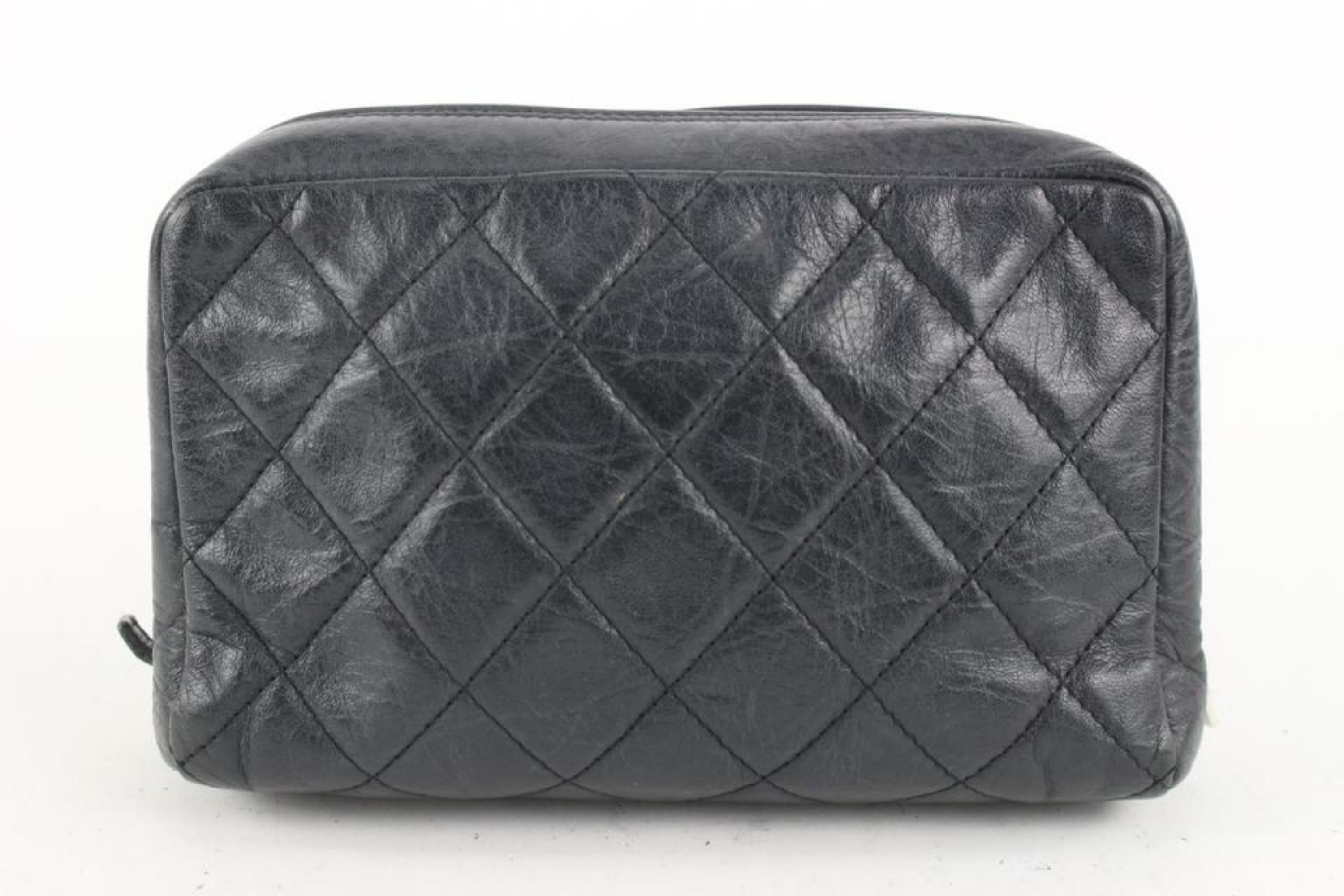 Chanel Black Quilted Caviar Leather Mini Rectangular Sunglass Flap Bag 1CC111 For Sale 3