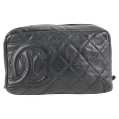 Chanel Black Quilted Caviar Leather Mini Rectangular Sunglass Flap Bag 1CC111