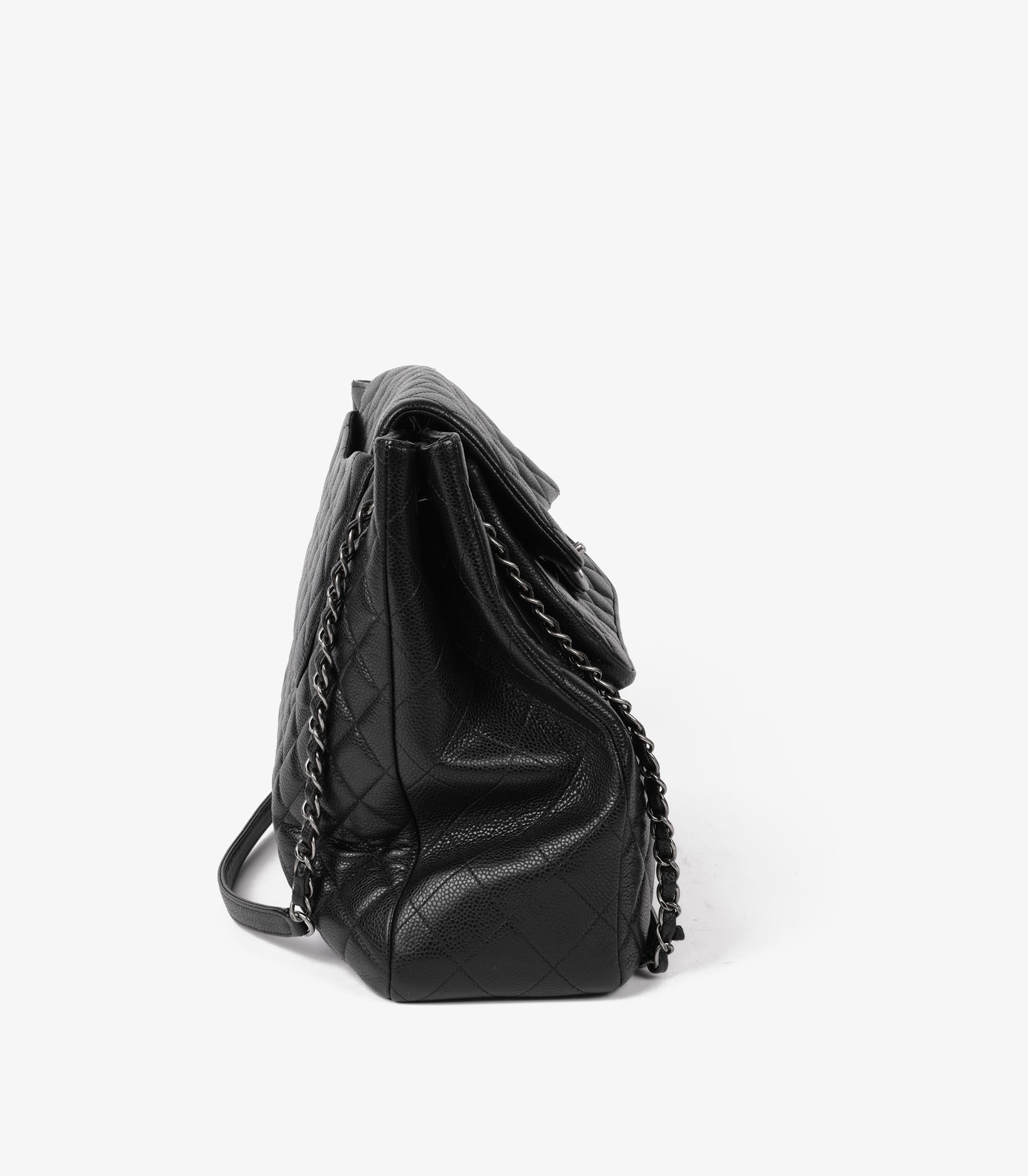 Chanel Black Quilted Caviar Leather Paris-Edinburgh Classic Flap Shoulder Tote In Excellent Condition In Bishop's Stortford, Hertfordshire