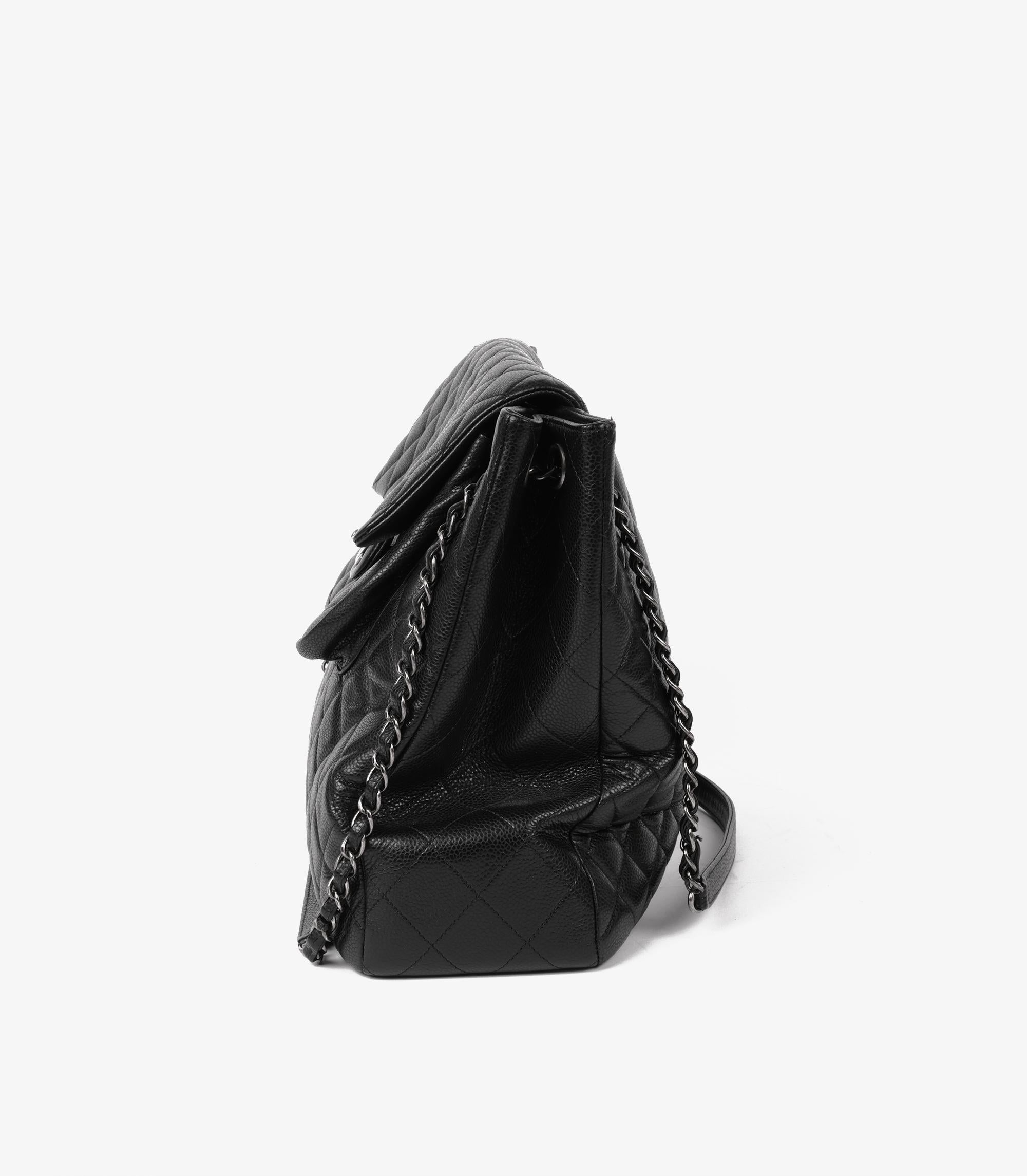 Chanel Black Quilted Caviar Leather Paris-Edinburgh Classic Flap Shoulder Tote 1