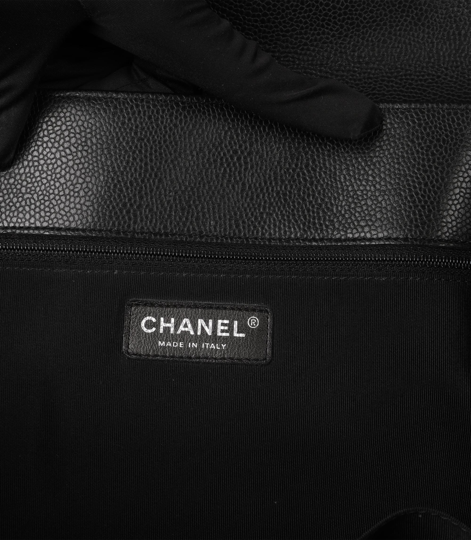 Chanel Black Quilted Caviar Leather Paris-Edinburgh Classic Flap Shoulder Tote 3