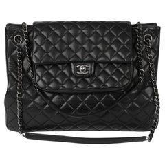 Chanel Black Quilted Caviar Leather Paris-Edinburgh Classic Flap Shoulder Tote