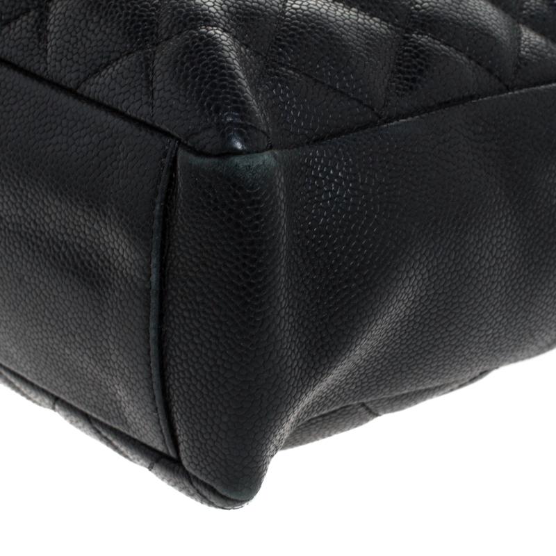 Chanel Black Quilted Caviar Leather Petite Shopping Tote 6