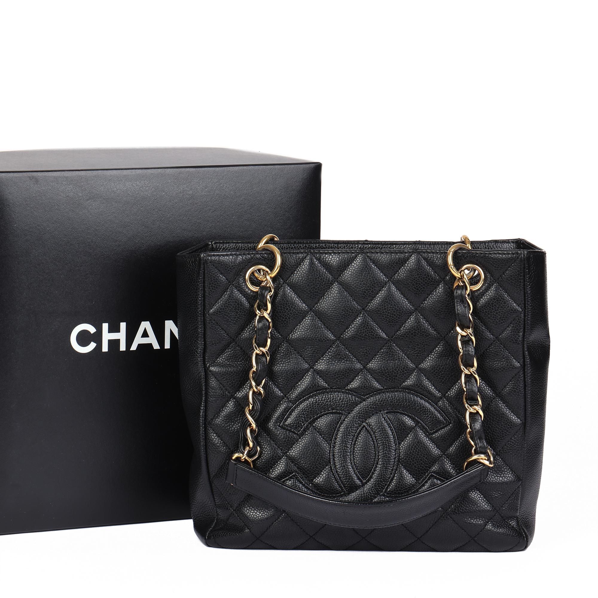 CHANEL Black Quilted Caviar Leather Petite Shopping Tote PST 5