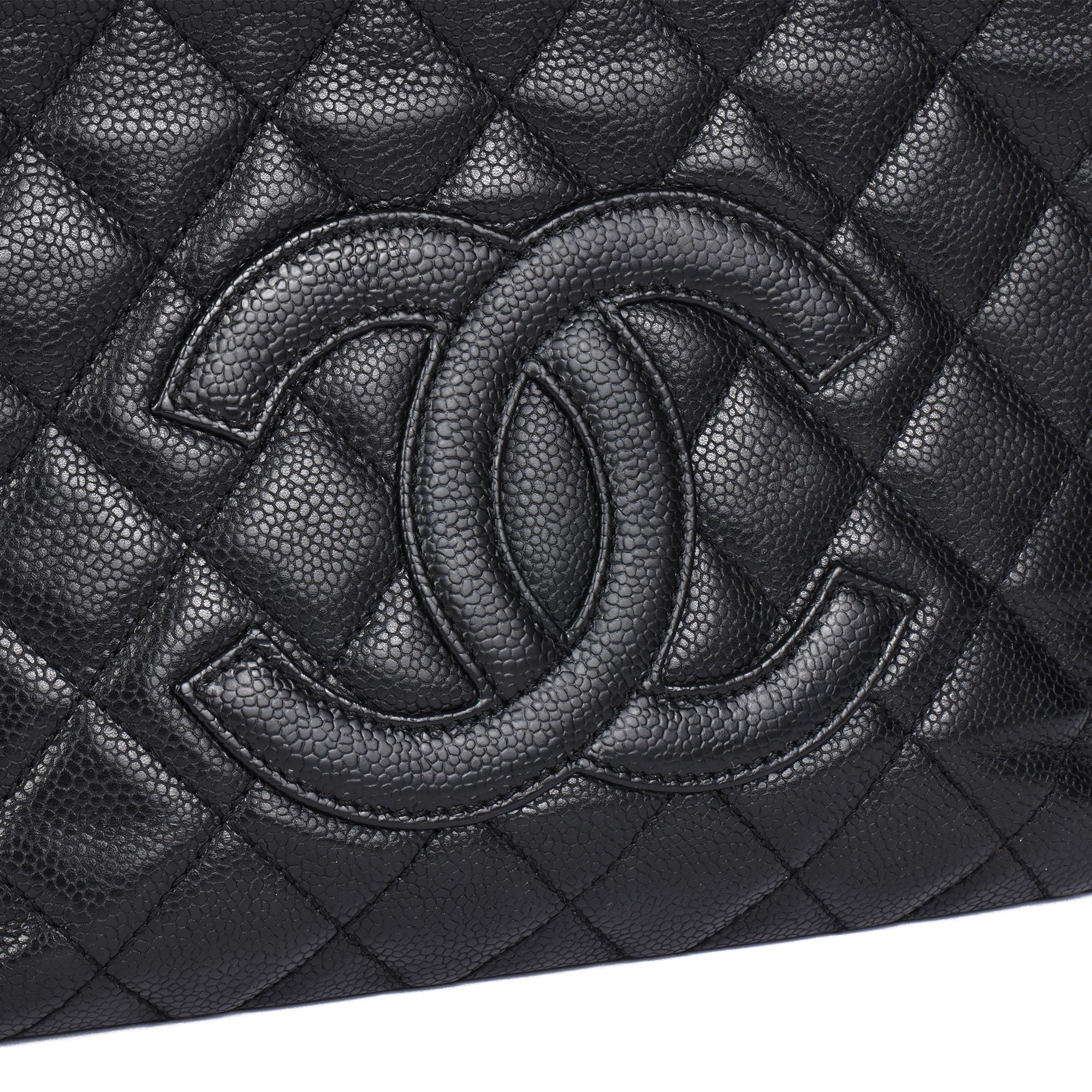 Women's CHANEL Black Quilted Caviar Leather Petite Shopping Tote PST