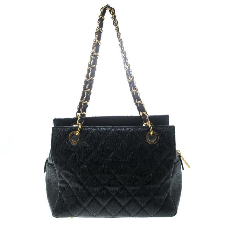 Chanel Black Quilted Caviar Leather Petite Timeless Shopper Tote For ...