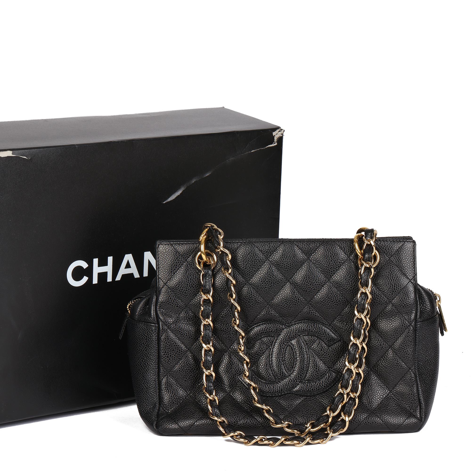 Chanel BLACK QUILTED CAVIAR LEATHER PETITE TIMELESS TOTE PTT 4