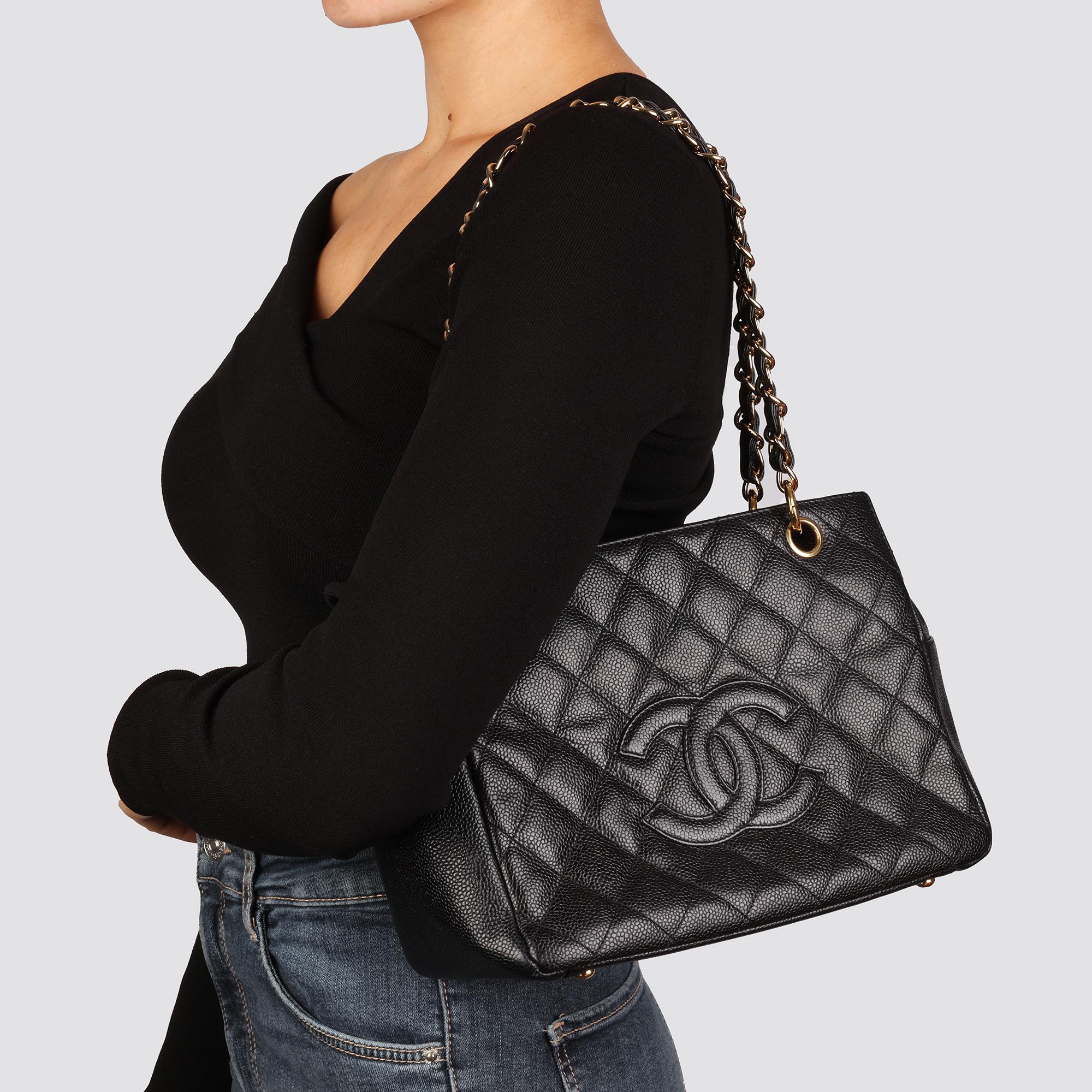 Chanel BLACK QUILTED CAVIAR LEATHER PETITE TIMELESS TOTE PTT 5